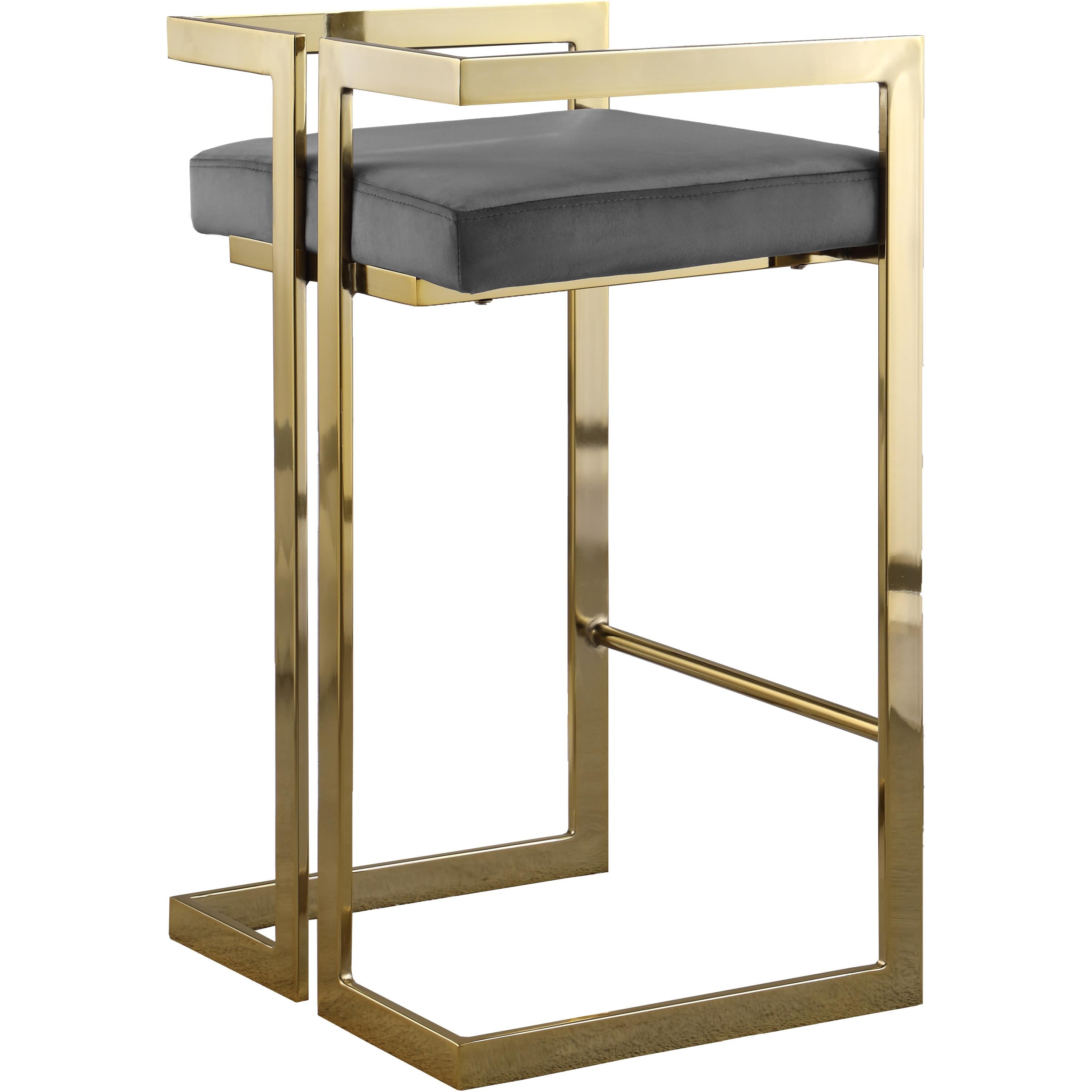 Meridian Ezra Grey Velvet Stool