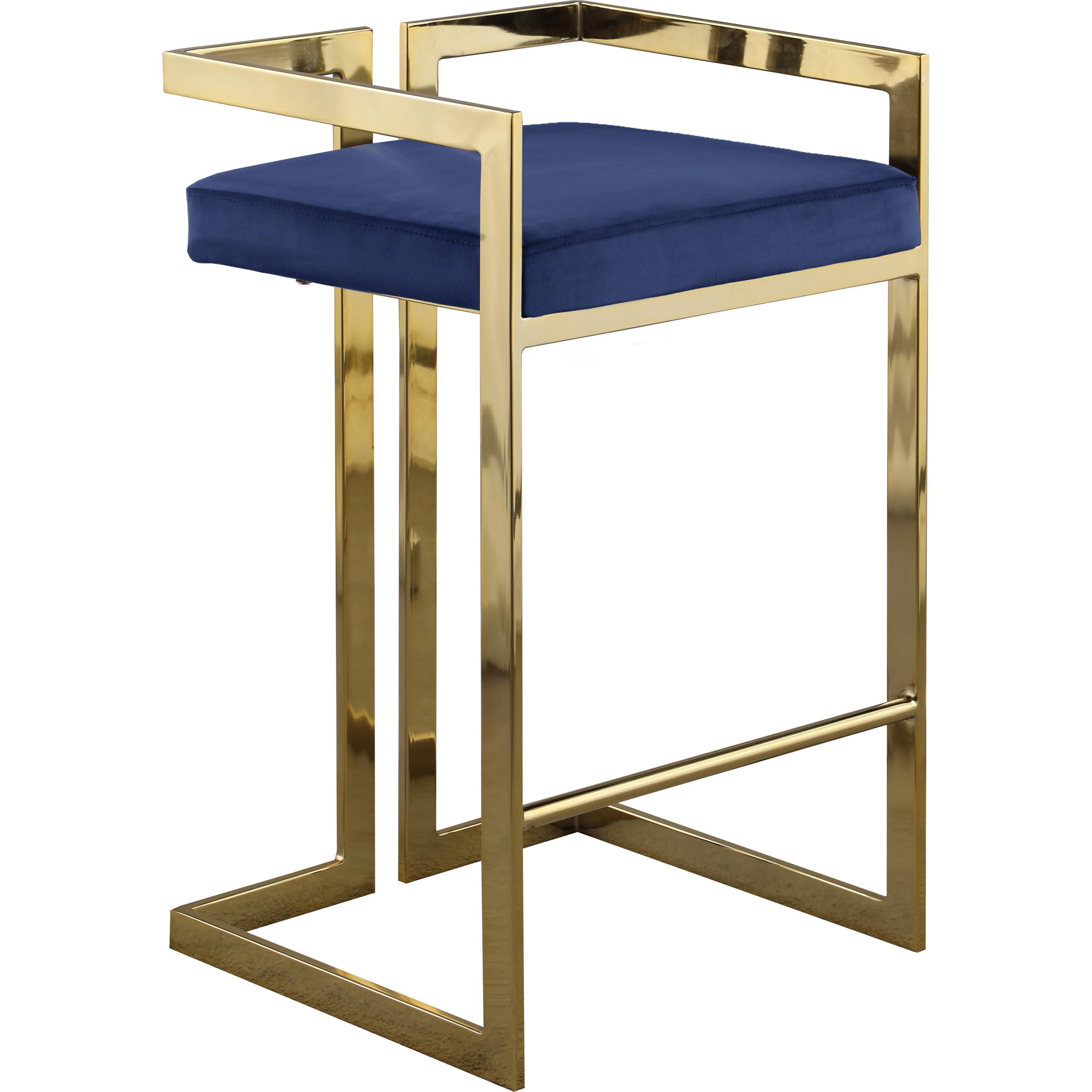 Meridian Ezra Navy Velvet Stool