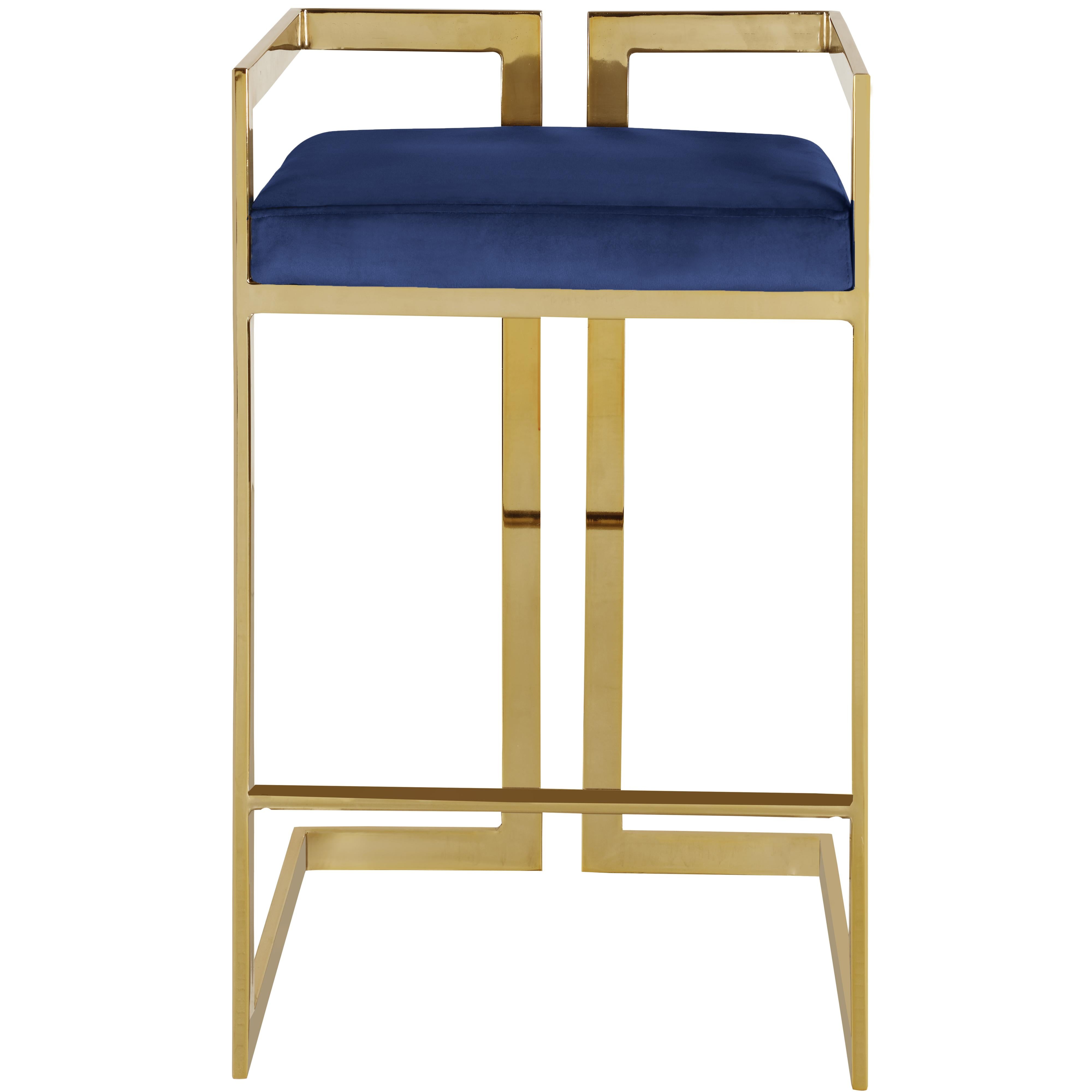 Meridian Ezra Navy Velvet Stool