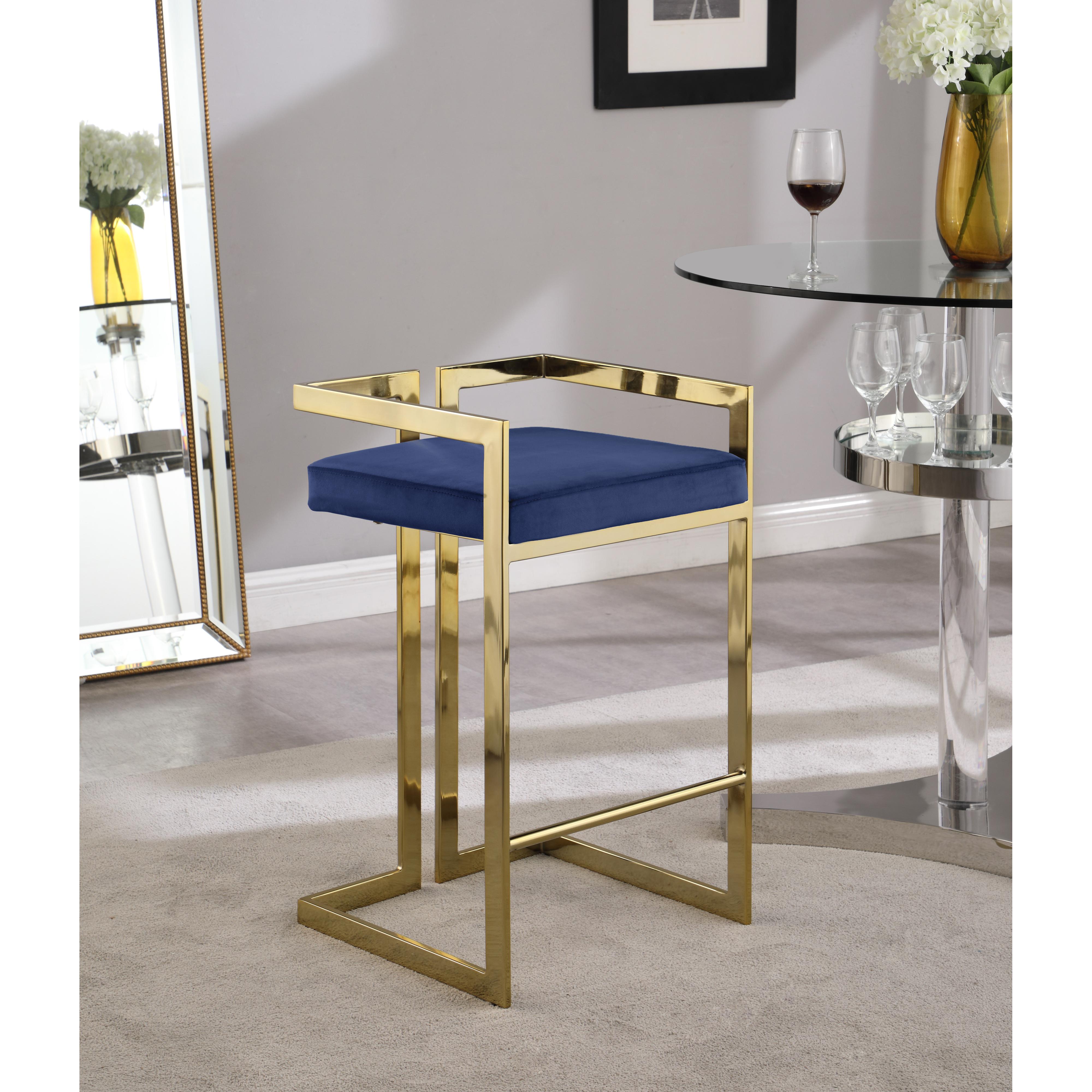Meridian Ezra Navy Velvet Stool