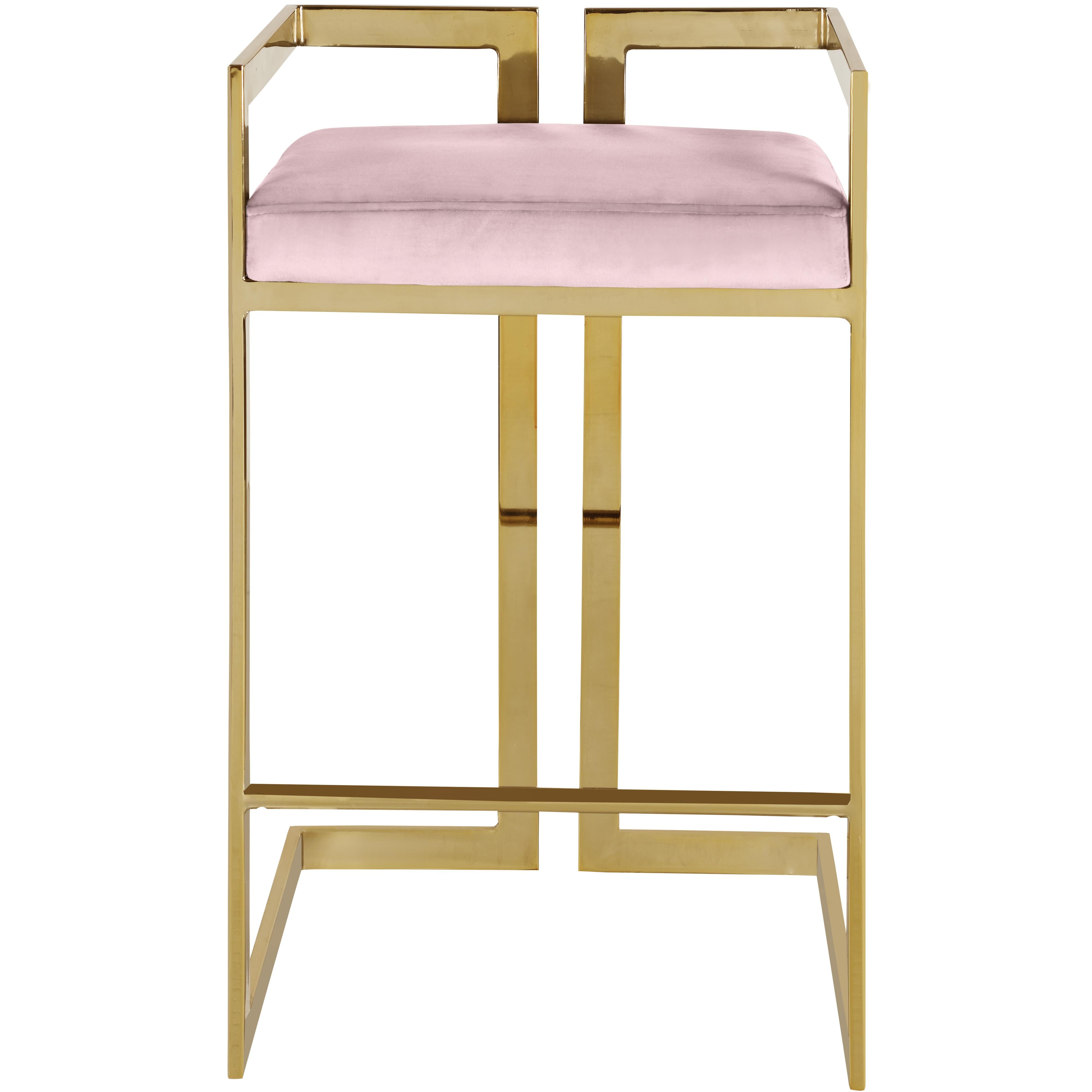 Meridian Ezra Pink Velvet Stool
