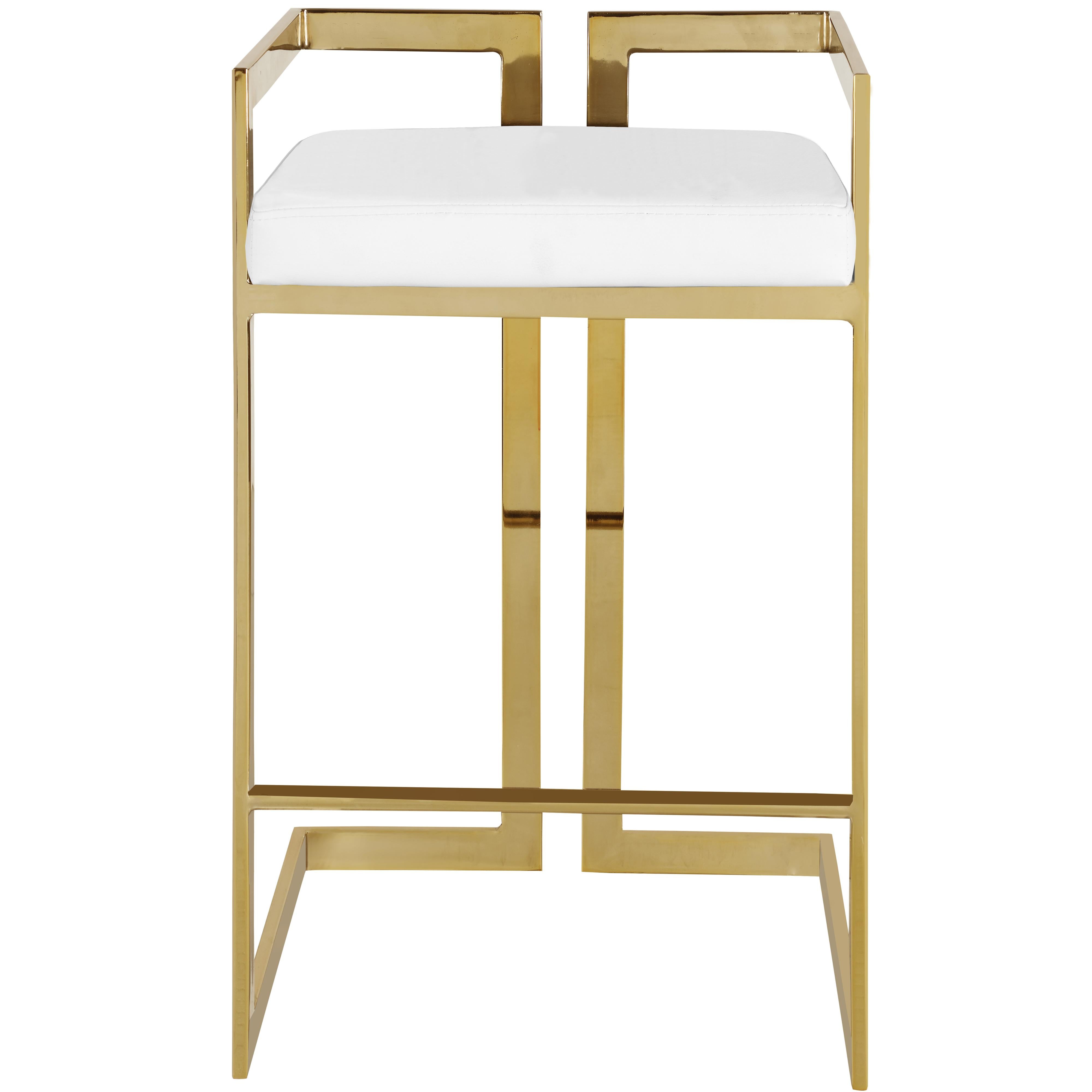 Meridian Ezra White Vegan Leather Stool