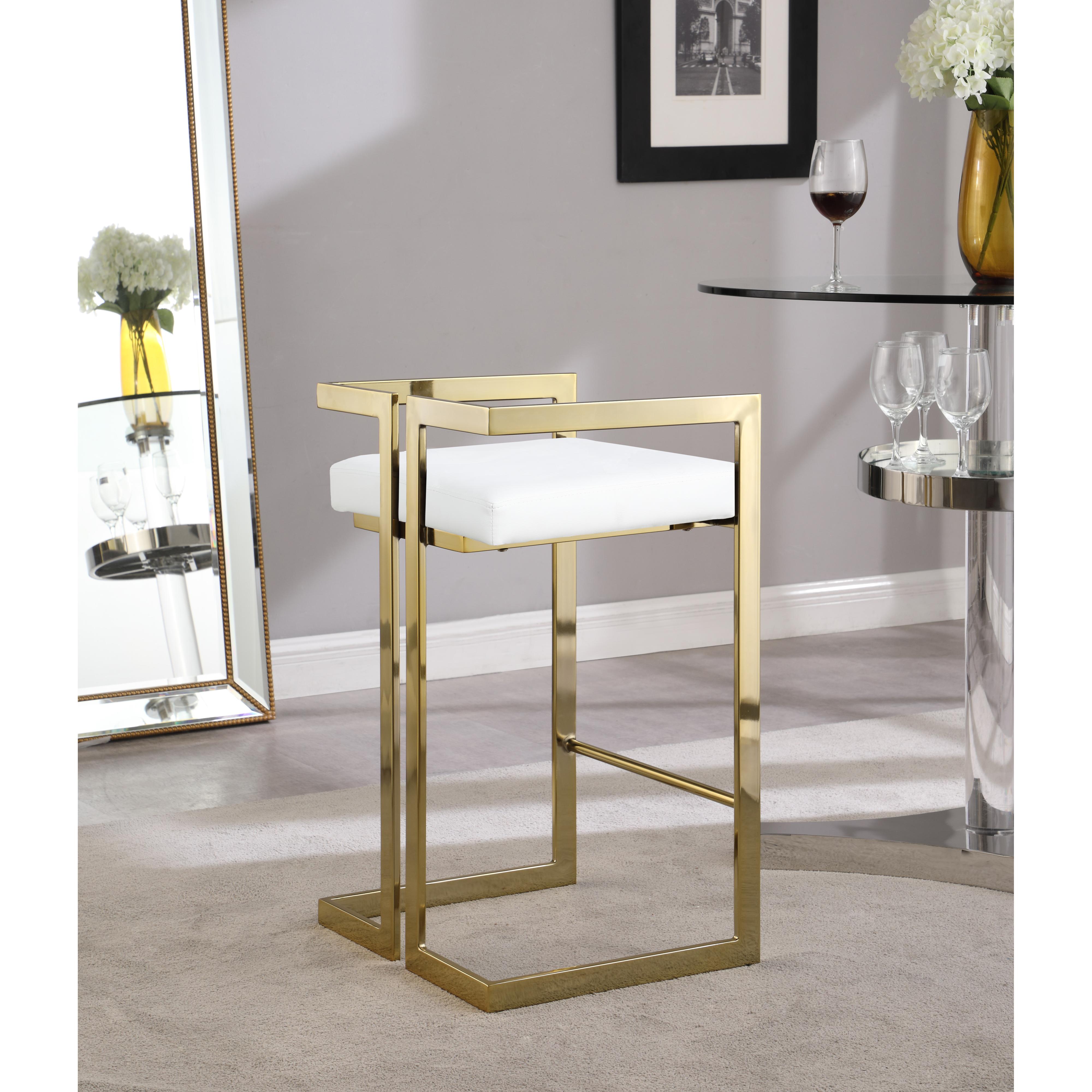 Meridian Ezra White Vegan Leather Stool