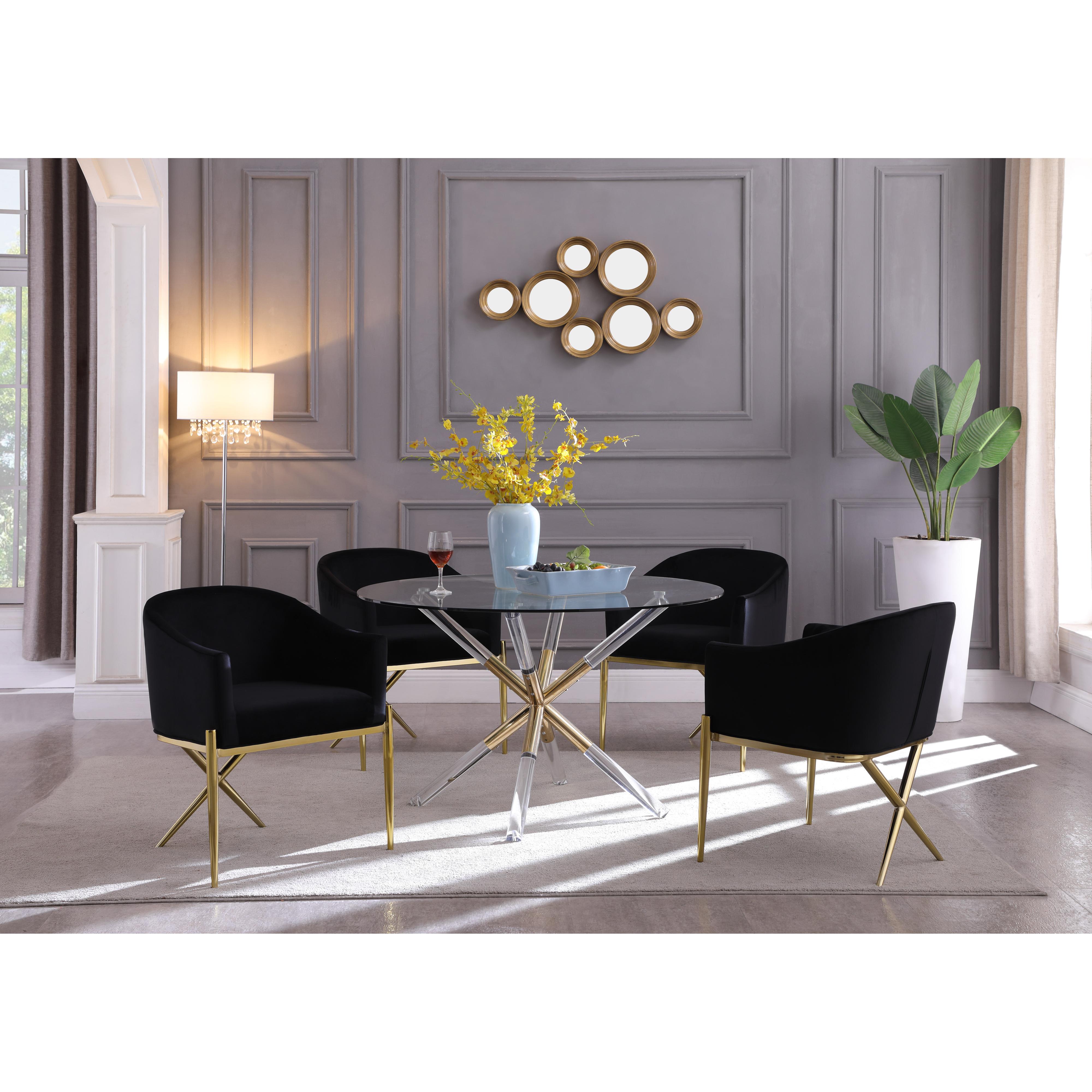 Meridian Mercury Acrylic/Gold Dining Table