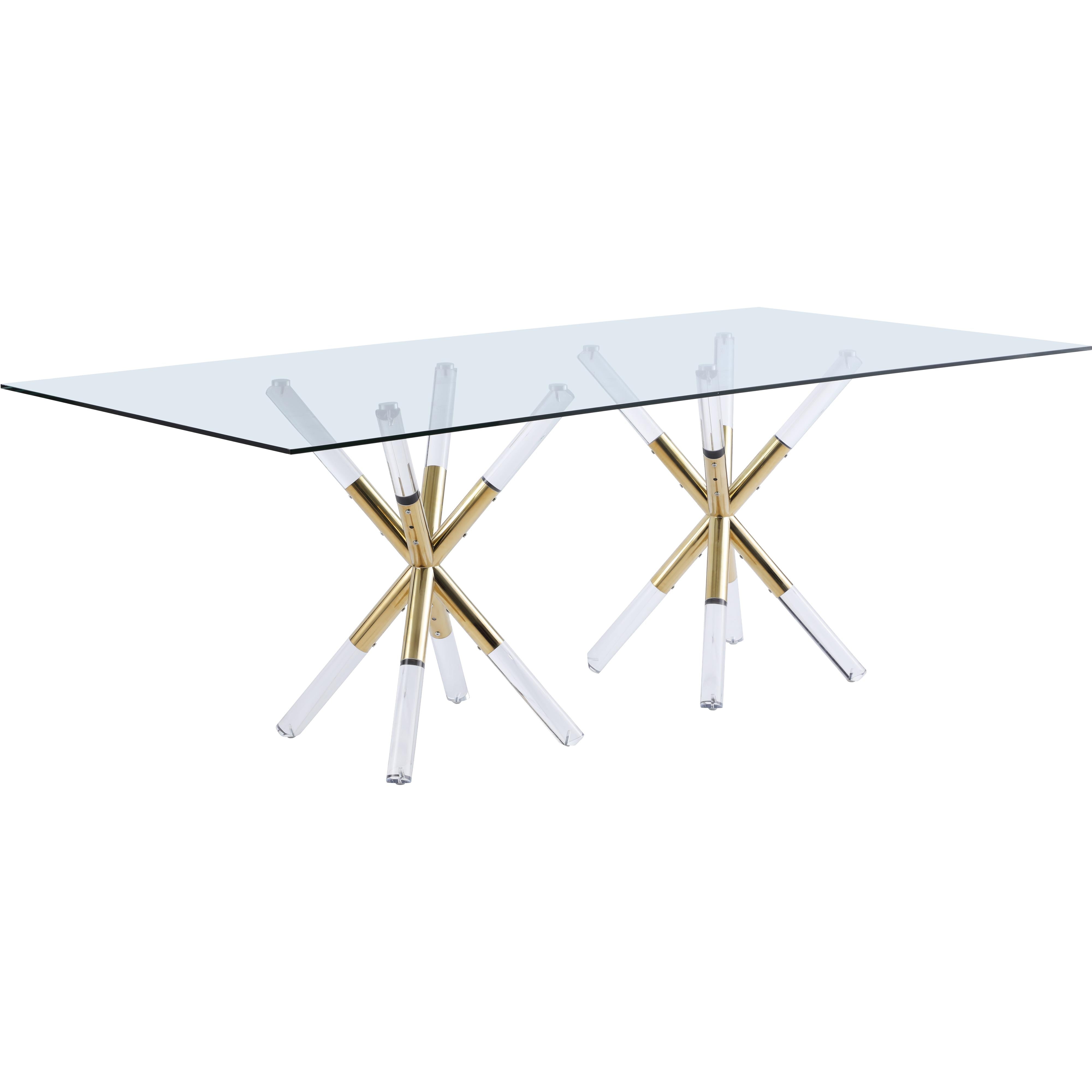 Meridian Mercury Acrylic/Gold Dining Table