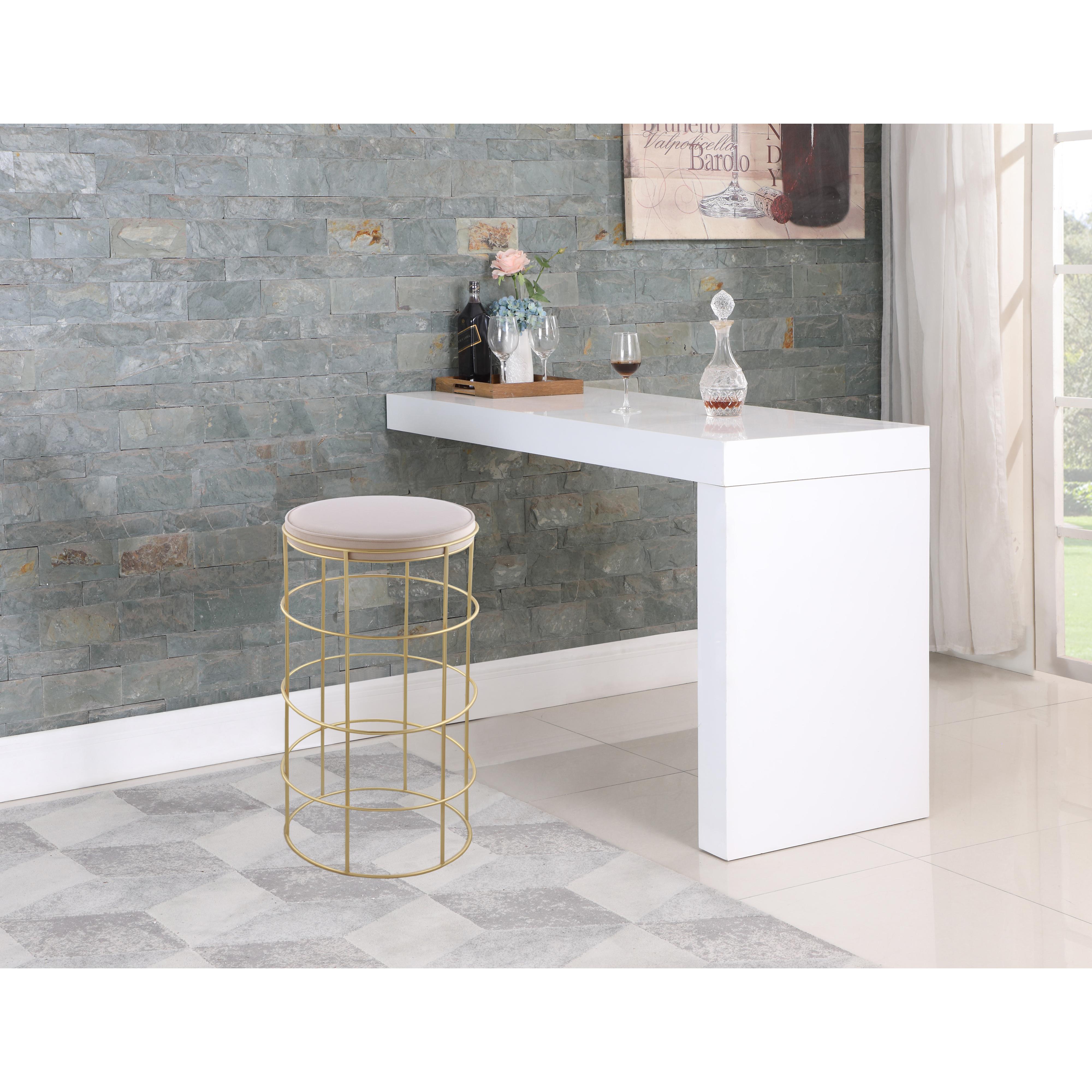 Meridian Rebar Cream Velvet Bar Stool