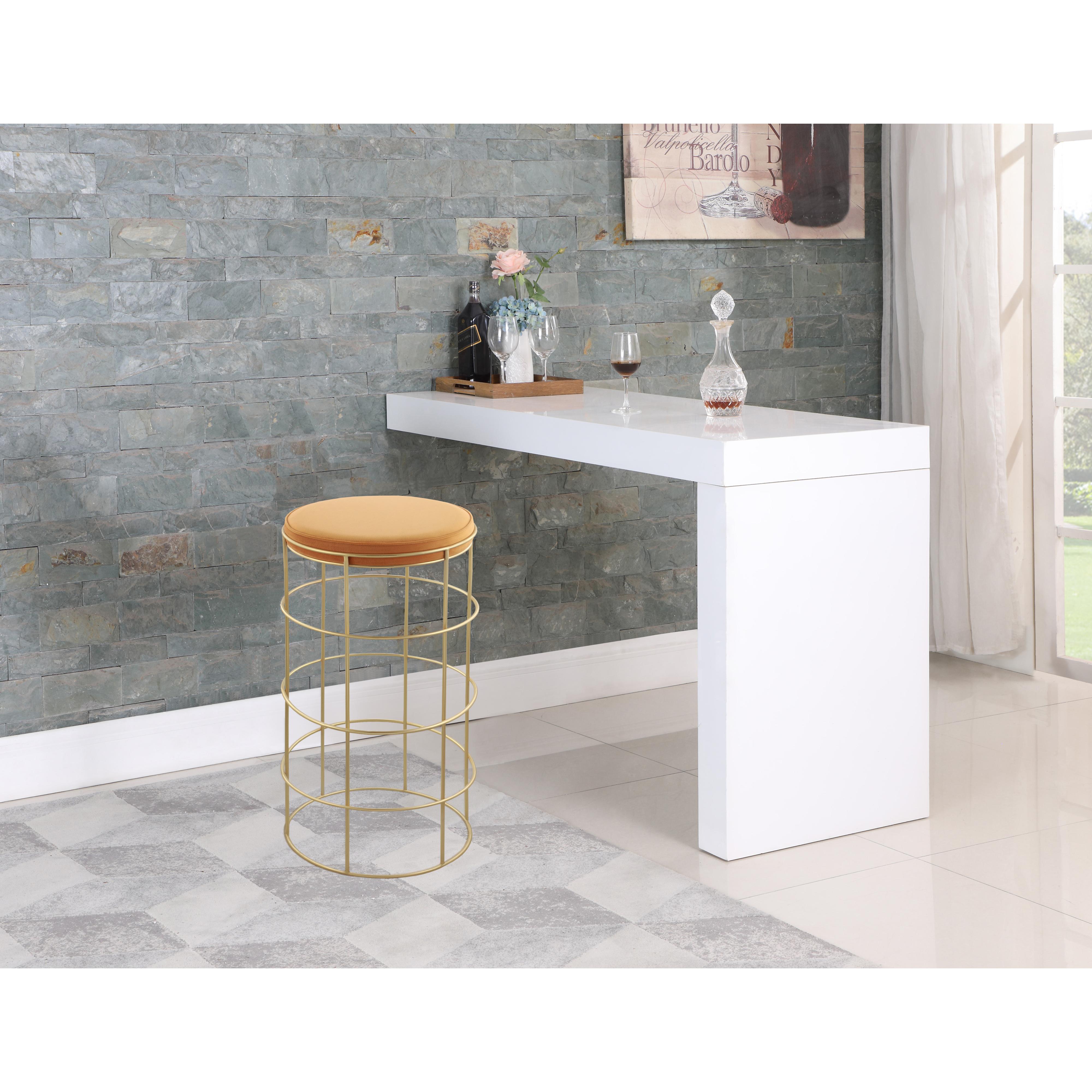 Meridian Rebar Mango Velvet Bar Stool