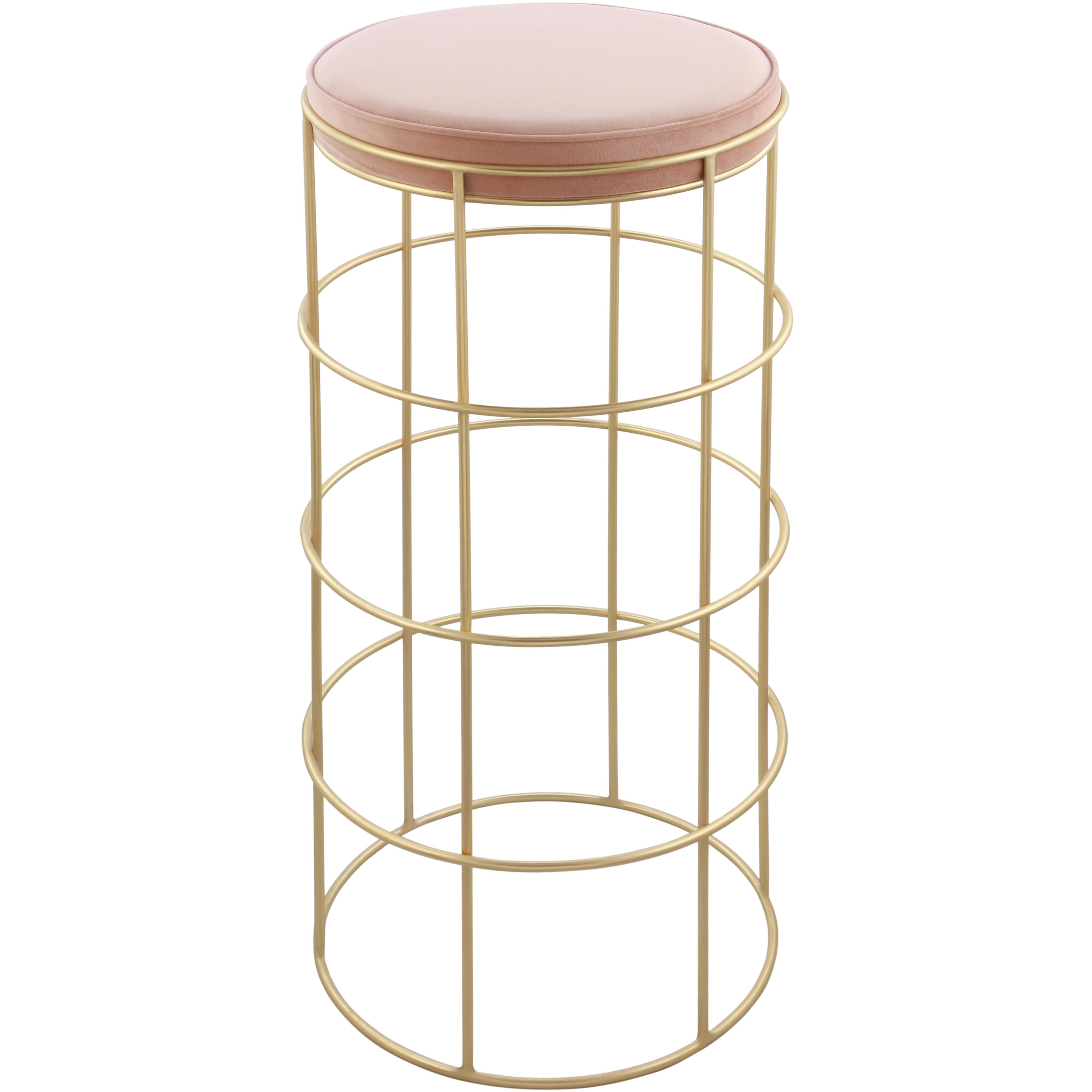 Meridian Rebar Pink Velvet Bar Stool