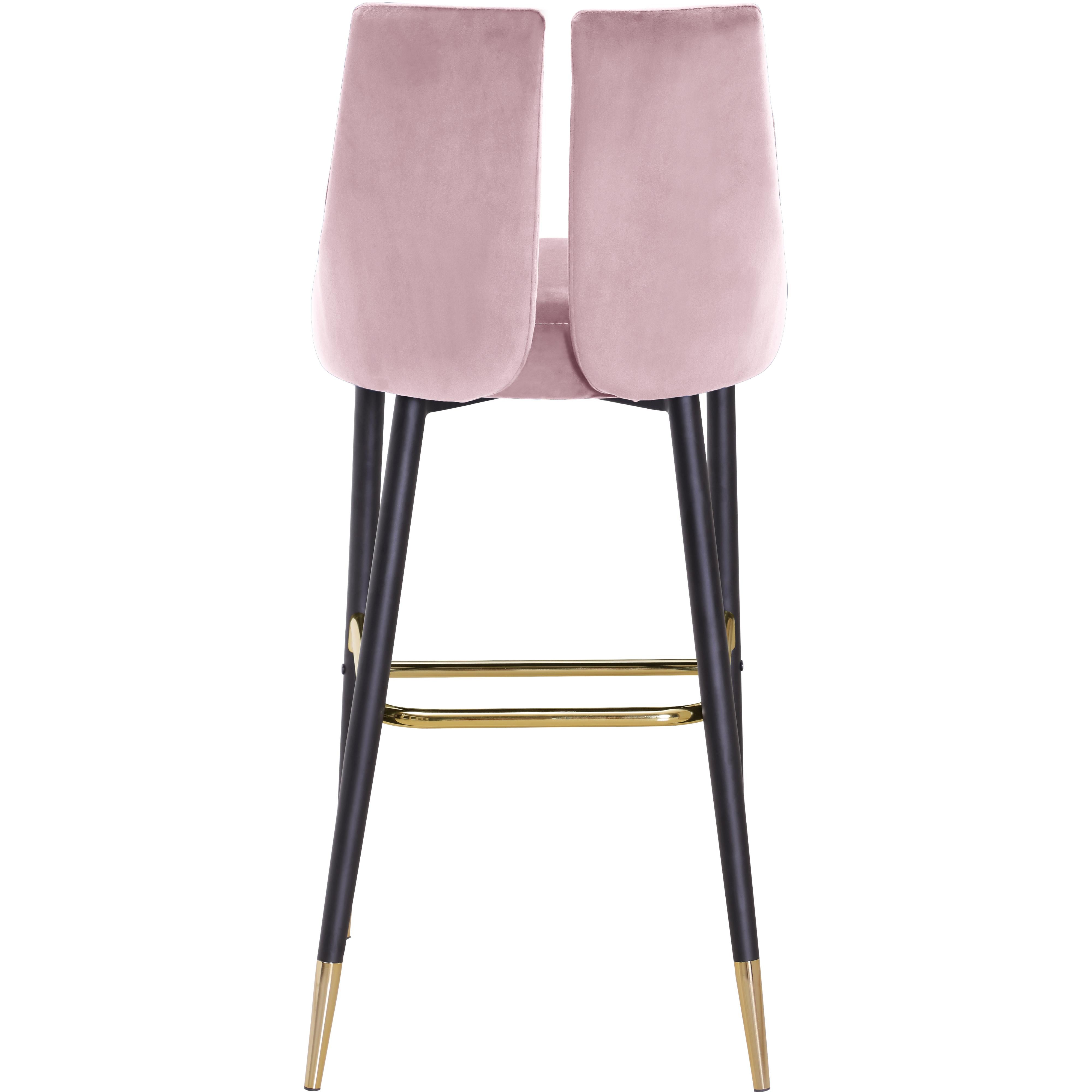 Meridian Sleek Pink Velvet Stool