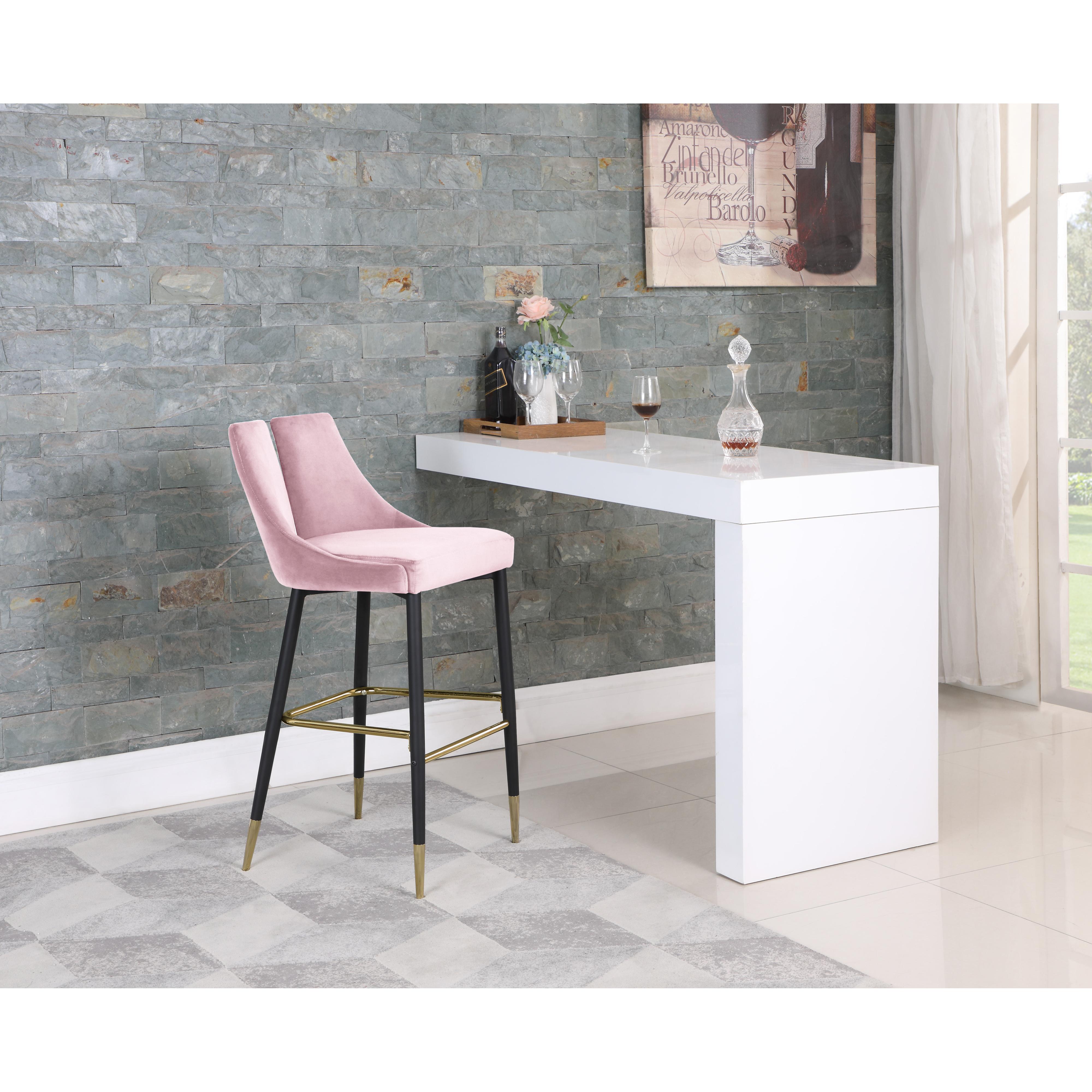 Meridian Sleek Pink Velvet Stool