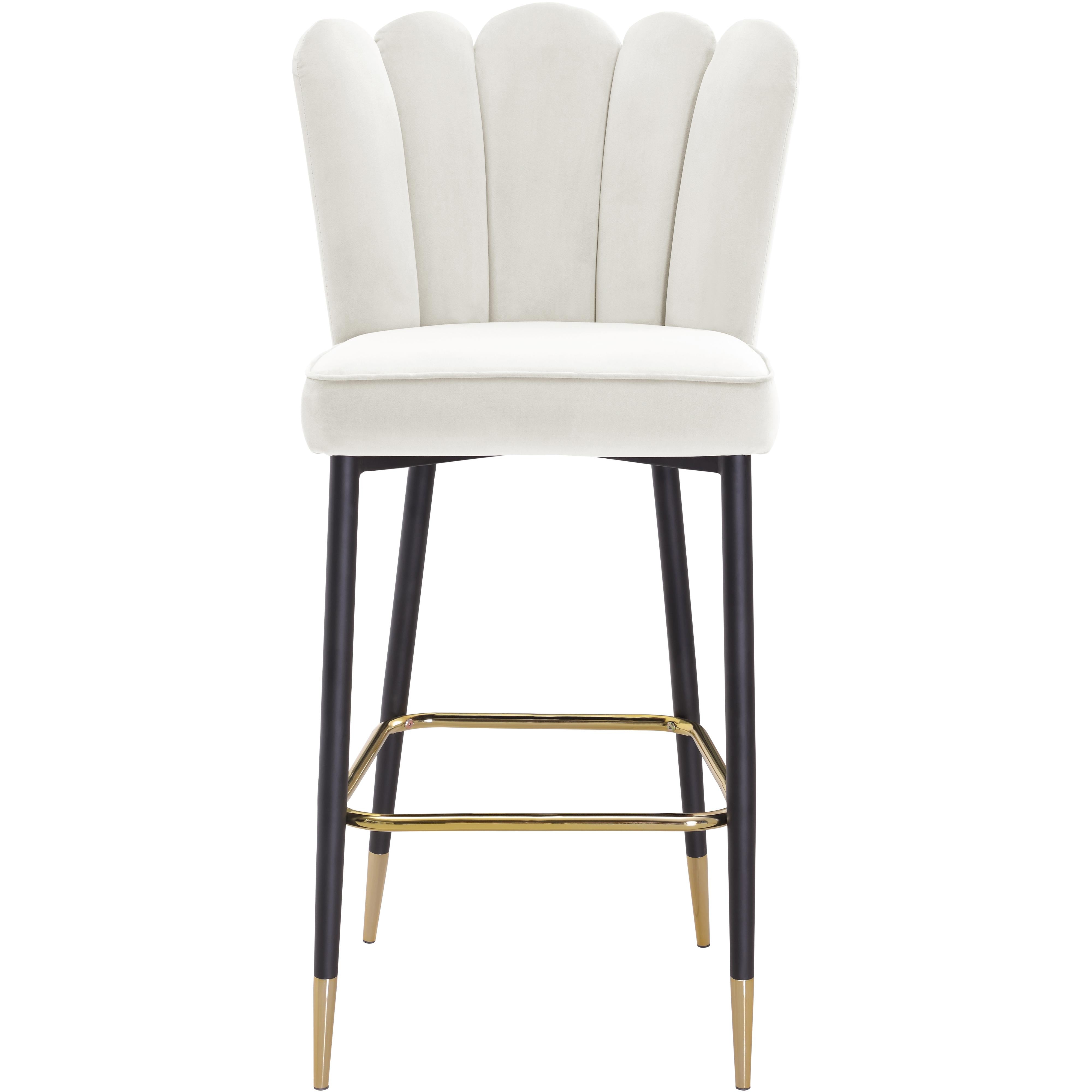 Meridian Lily Cream Velvet Stool
