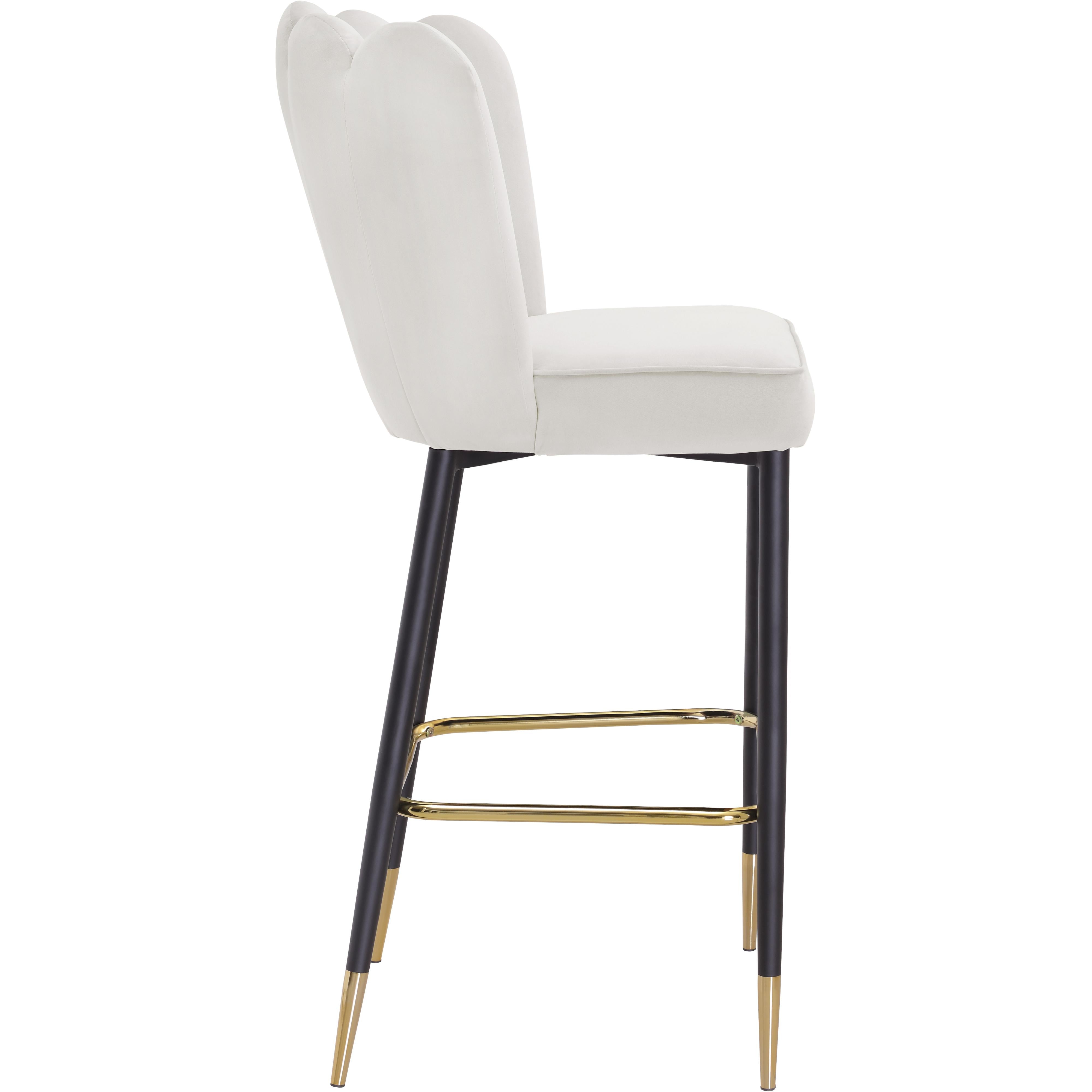 Meridian Lily Cream Velvet Stool