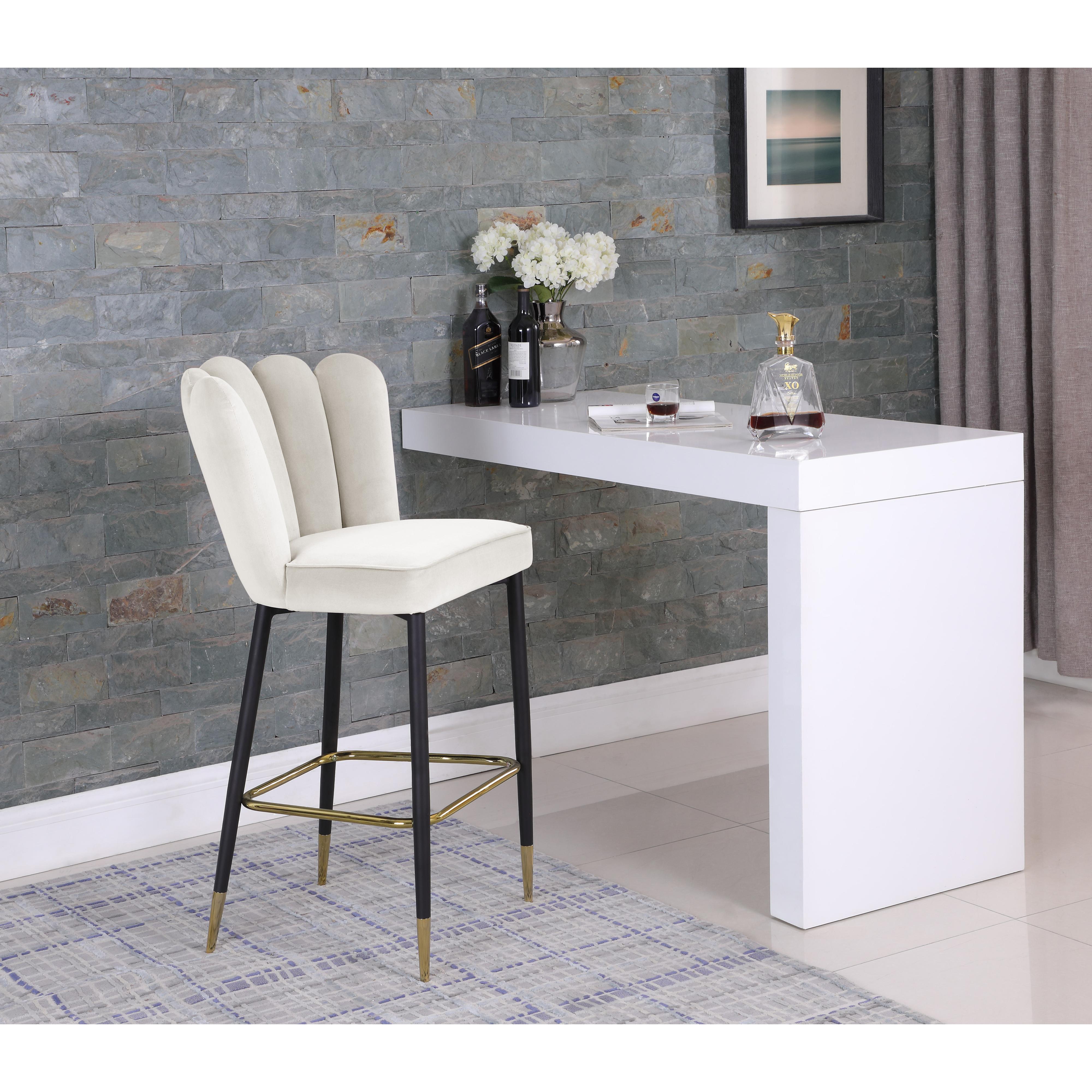 Meridian Lily Cream Velvet Stool