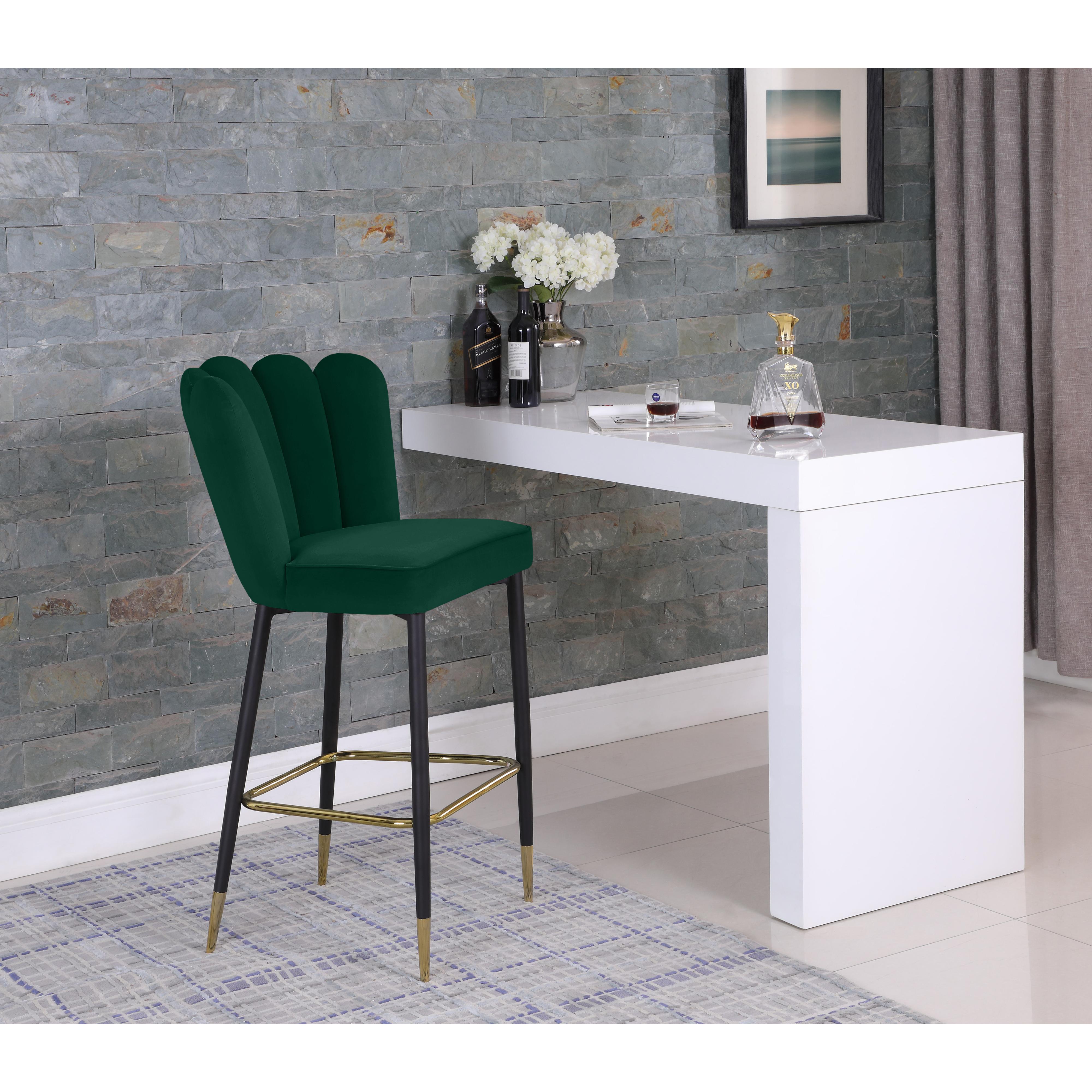Meridian Lily Green Velvet Stool