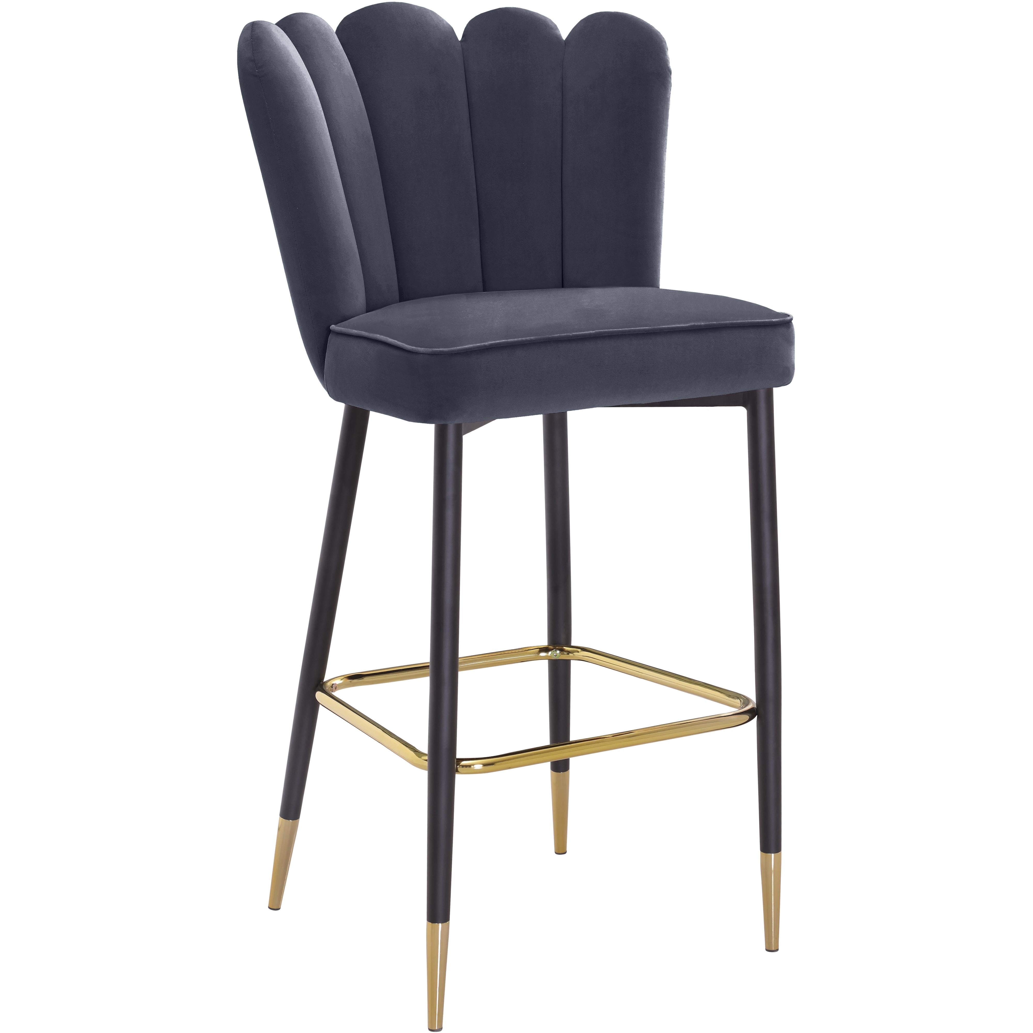 Meridian Lily Grey Velvet Stool