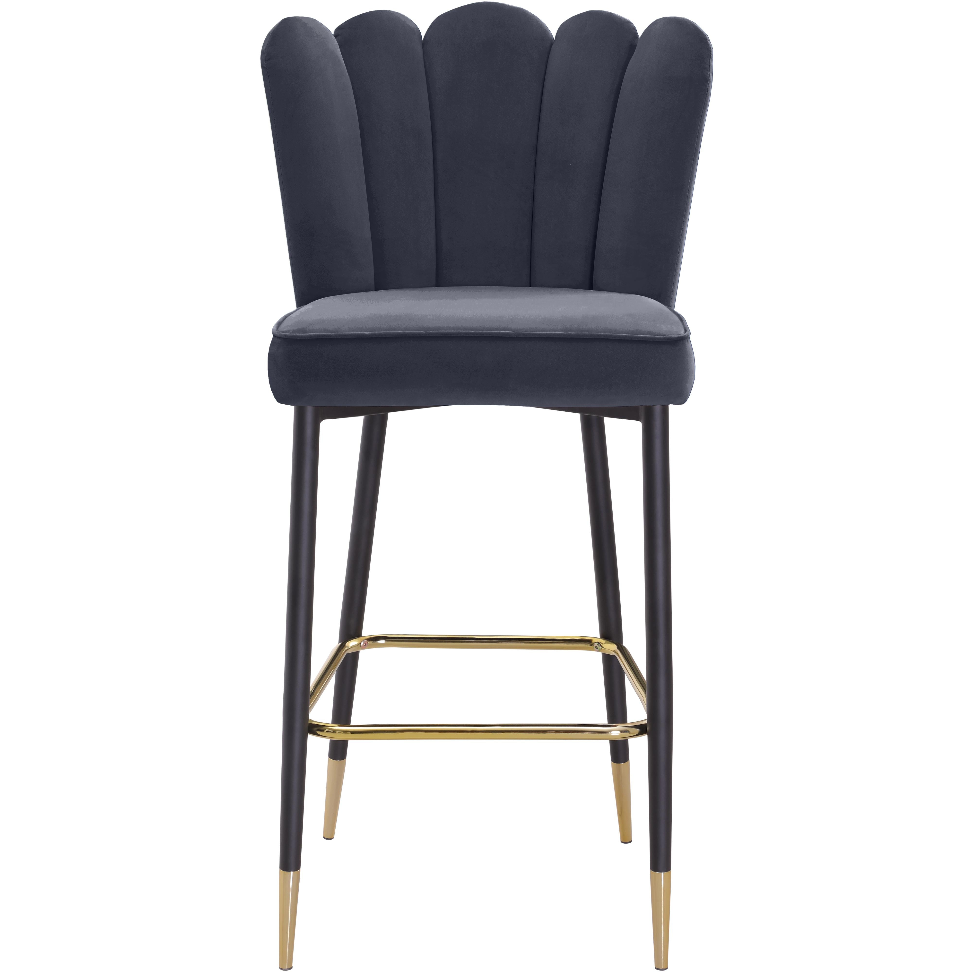 Meridian Lily Grey Velvet Stool
