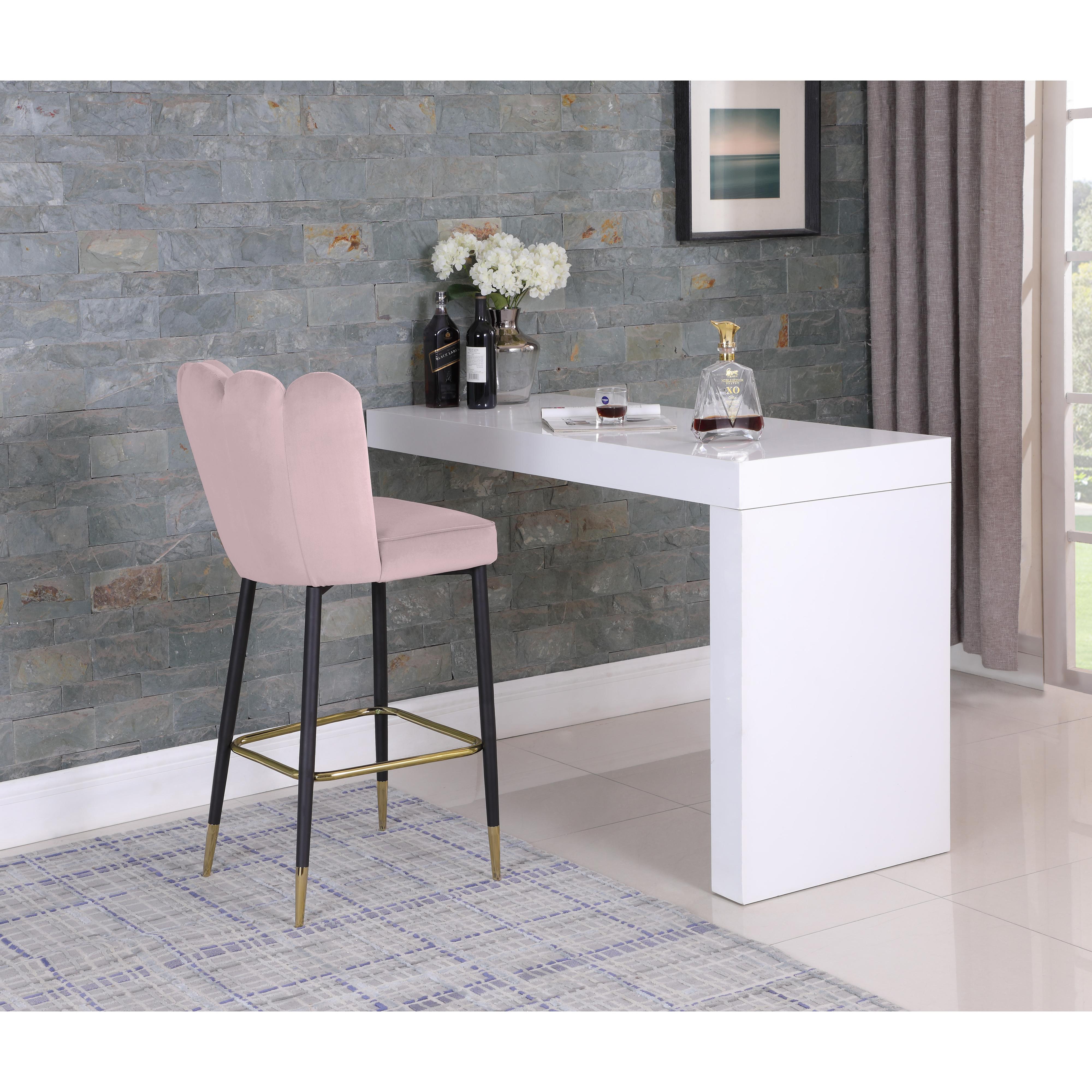 Meridian Lily Pink Velvet Stool