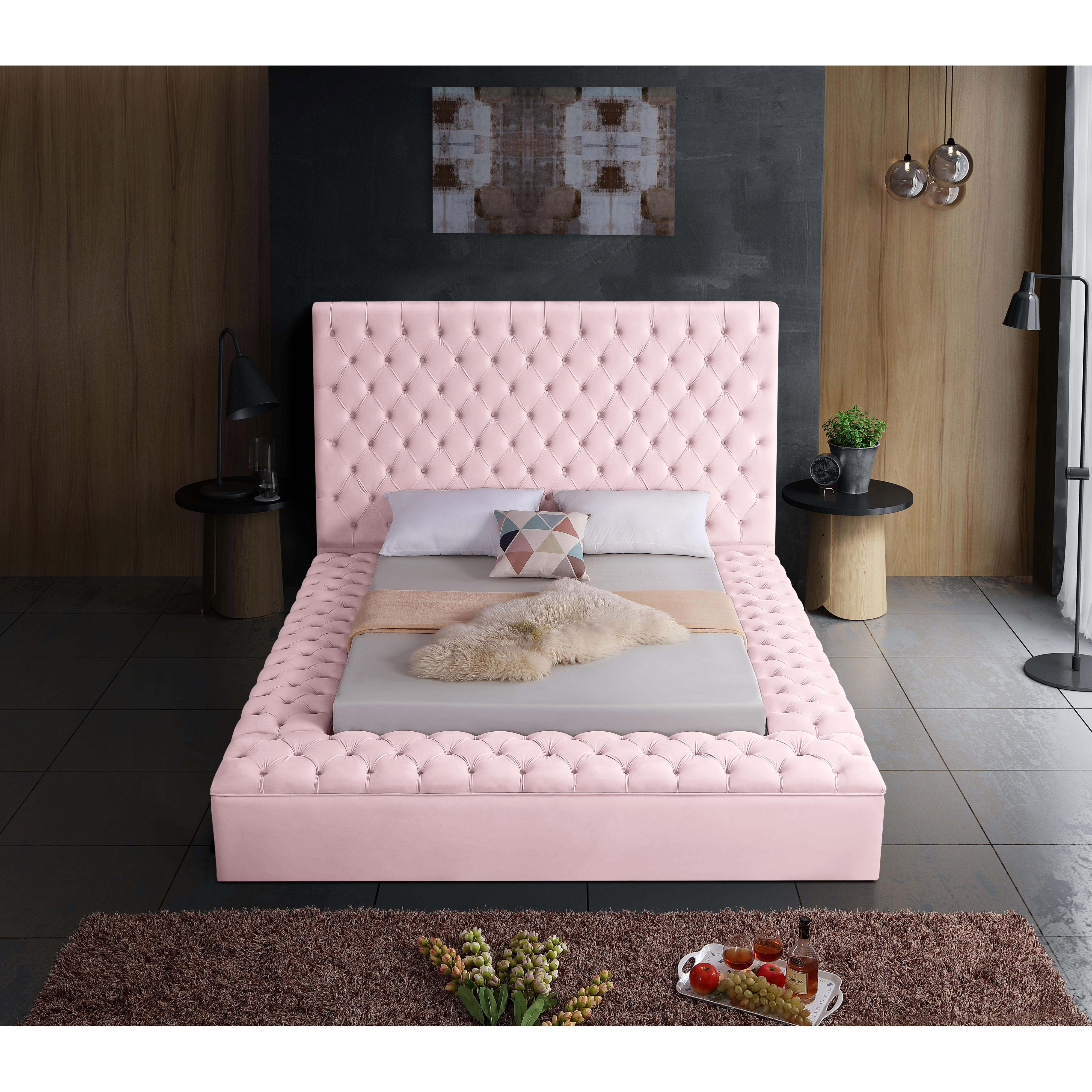 Meridian Bliss Pink Velvet Full Bed (3 Boxes)