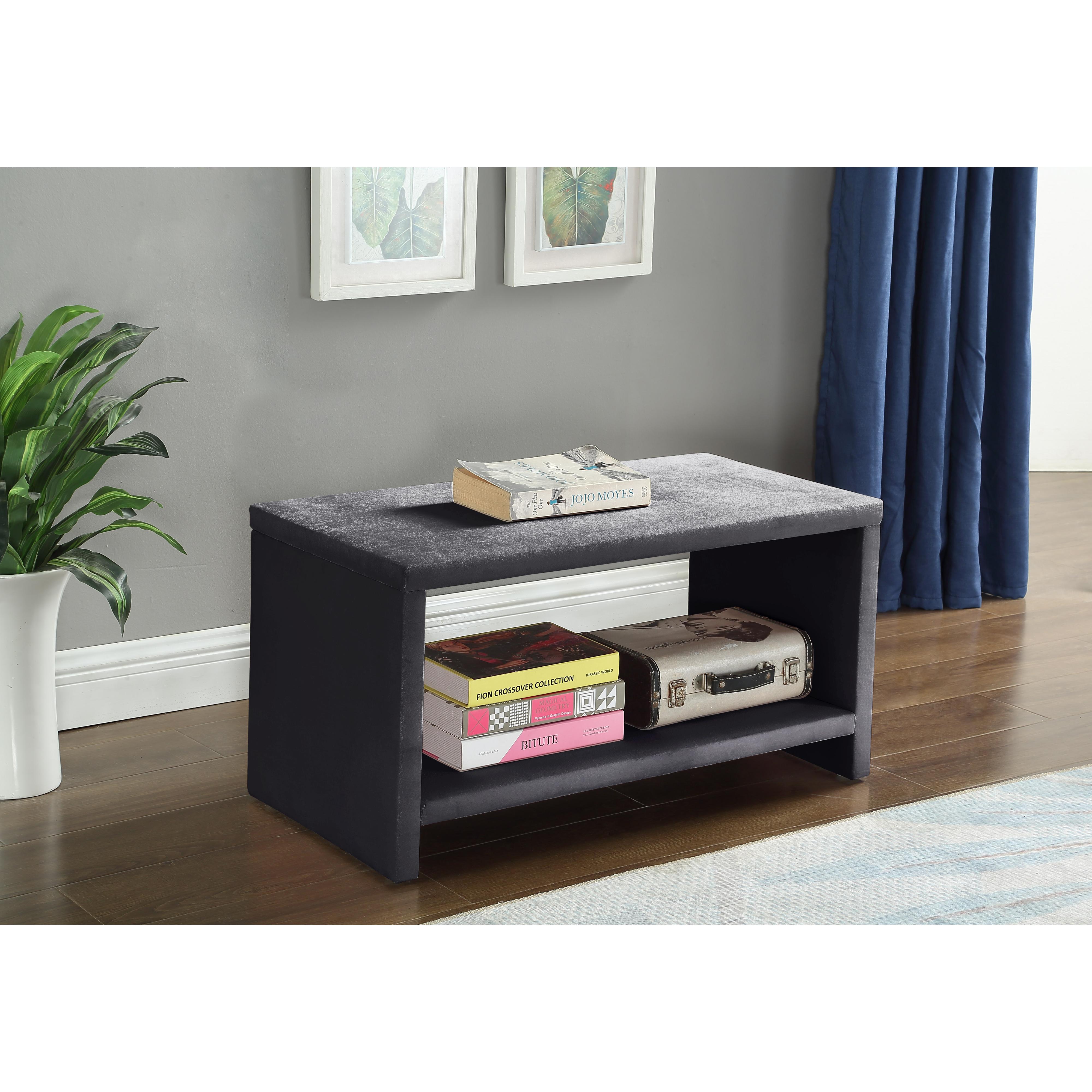 Meridian Cleo Grey Velvet Night Stand