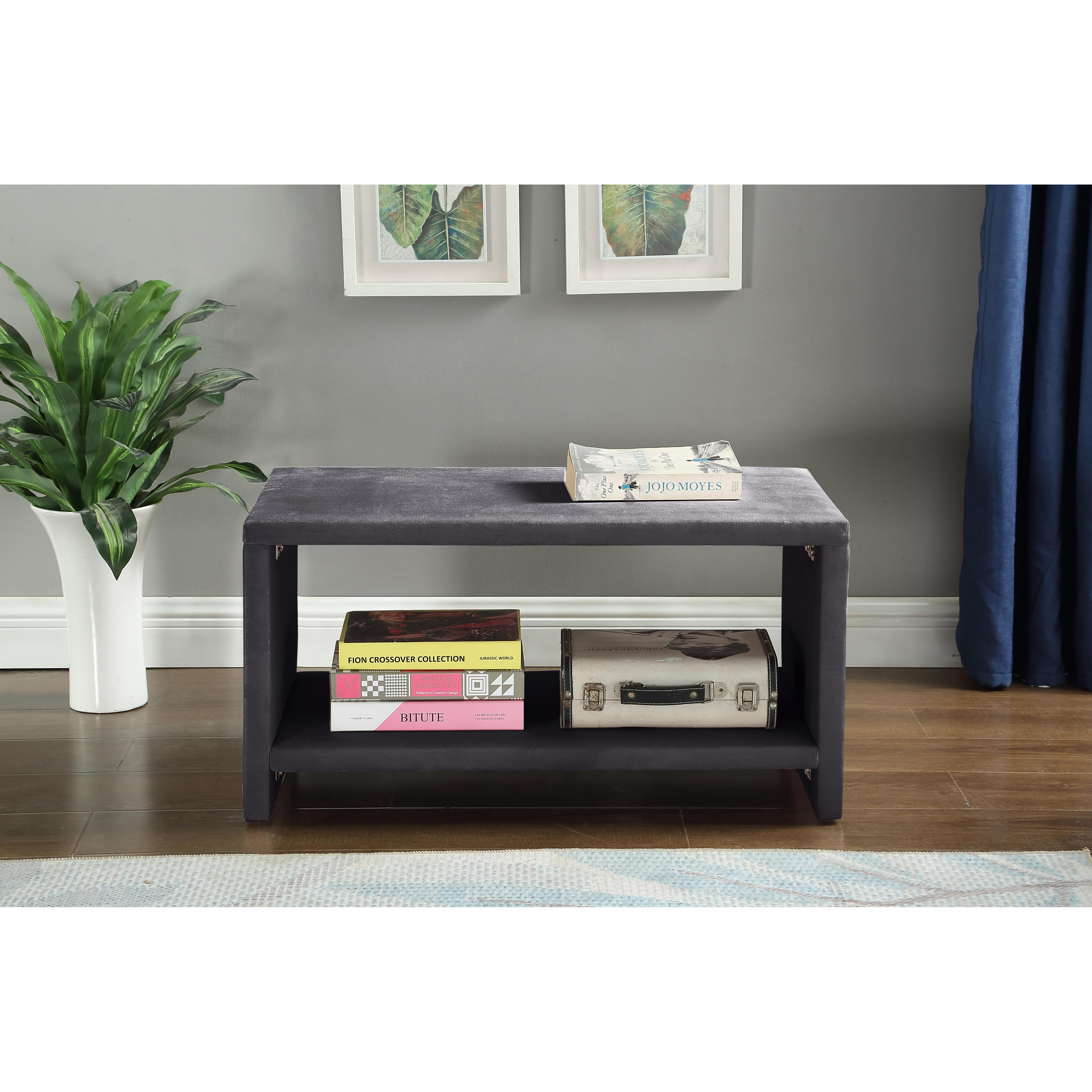 Meridian Cleo Grey Velvet Night Stand