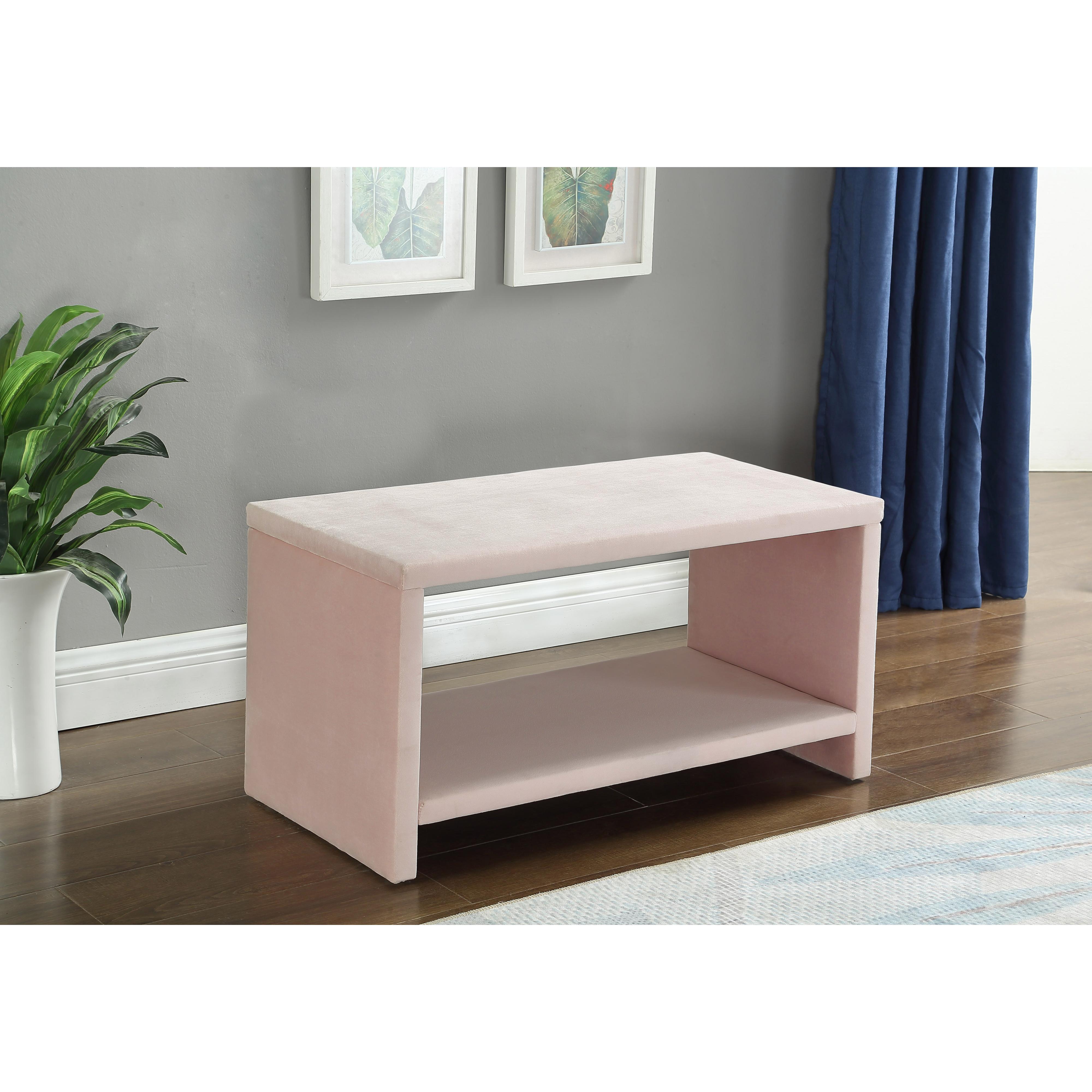 Meridian Cleo Pink Velvet Night Stand