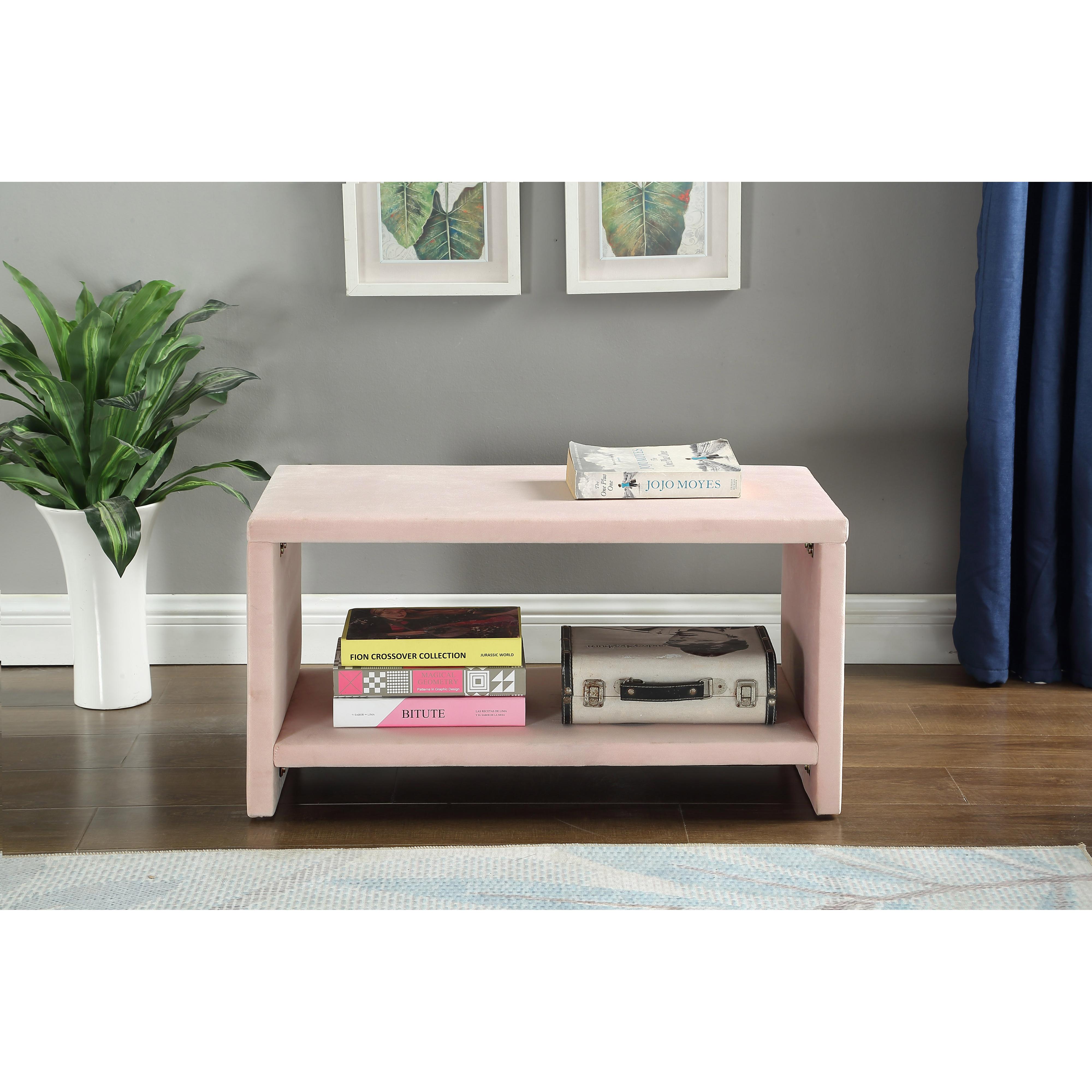 Meridian Cleo Pink Velvet Night Stand