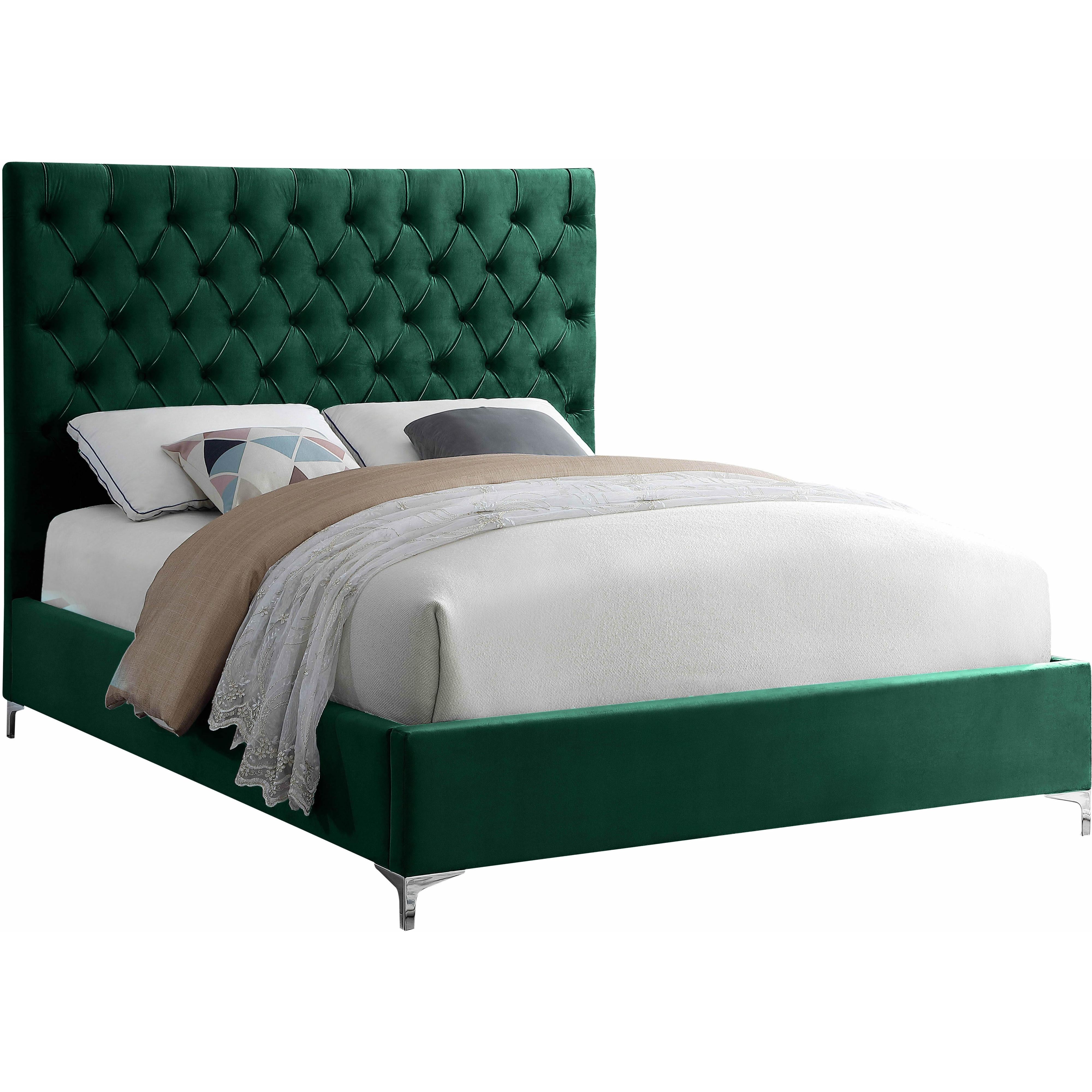 Meridian Cruz Green Velvet Full Bed
