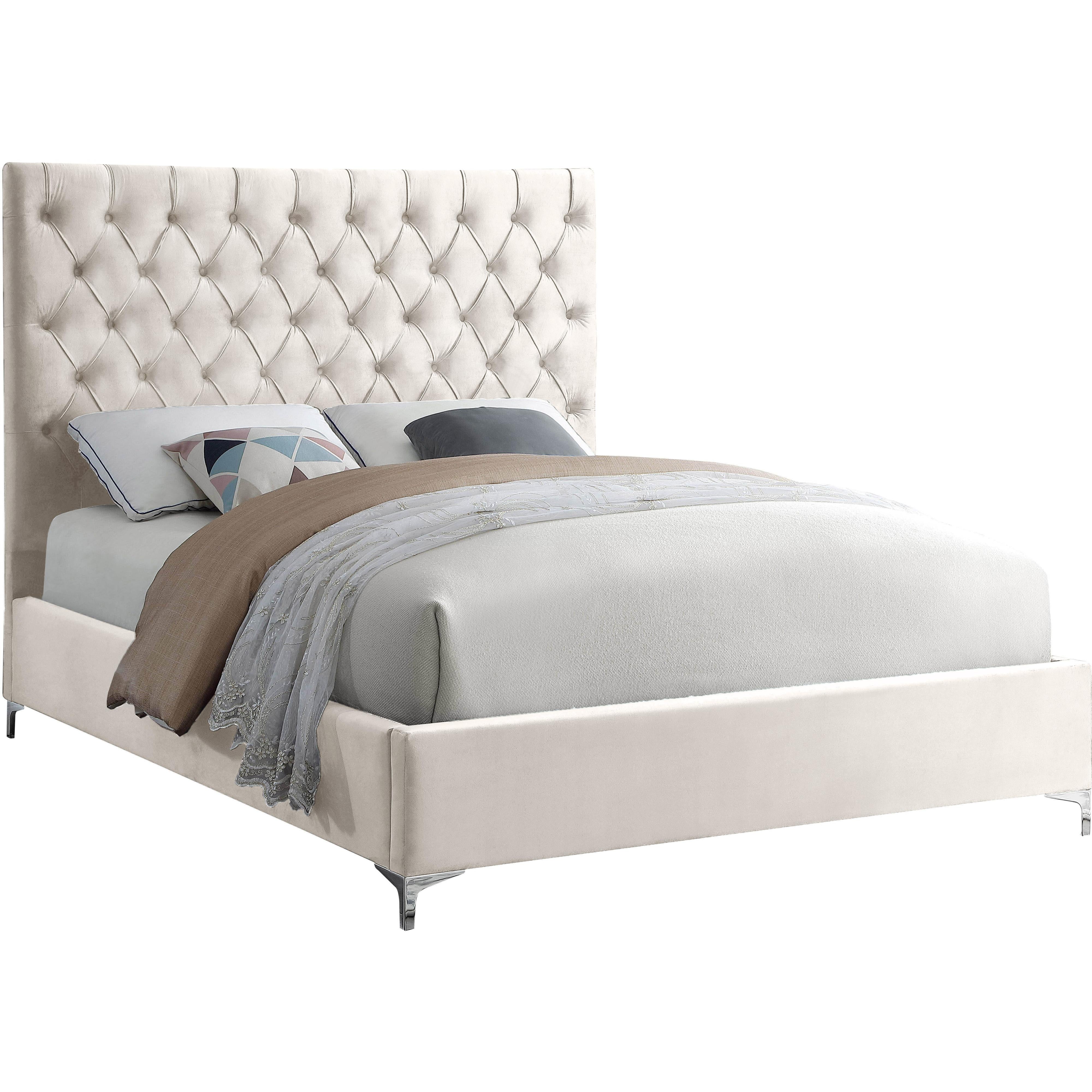 Meridian Cruz Cream Velvet King Bed