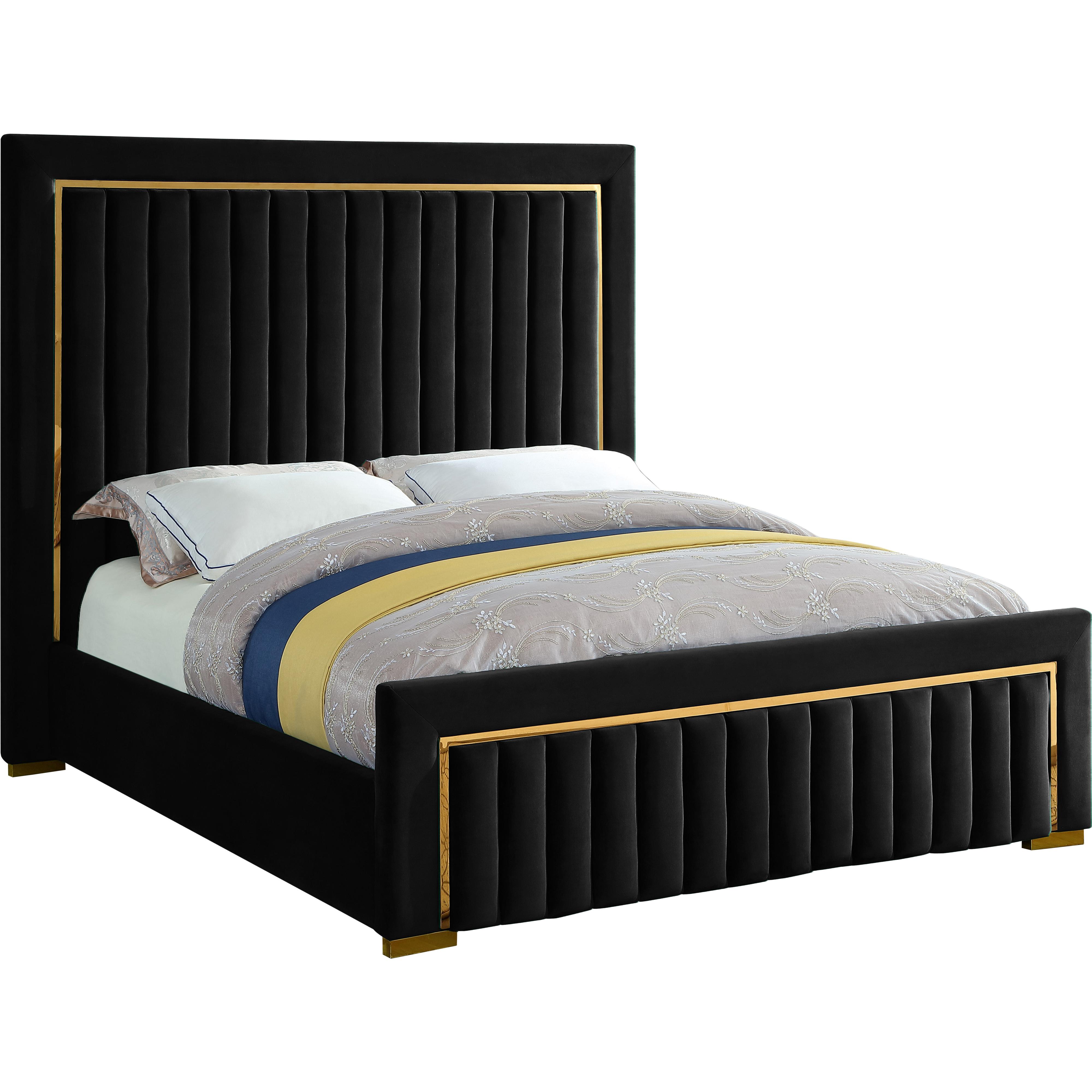 Meridian Dolce Black Velvet King Bed (3 Boxes)