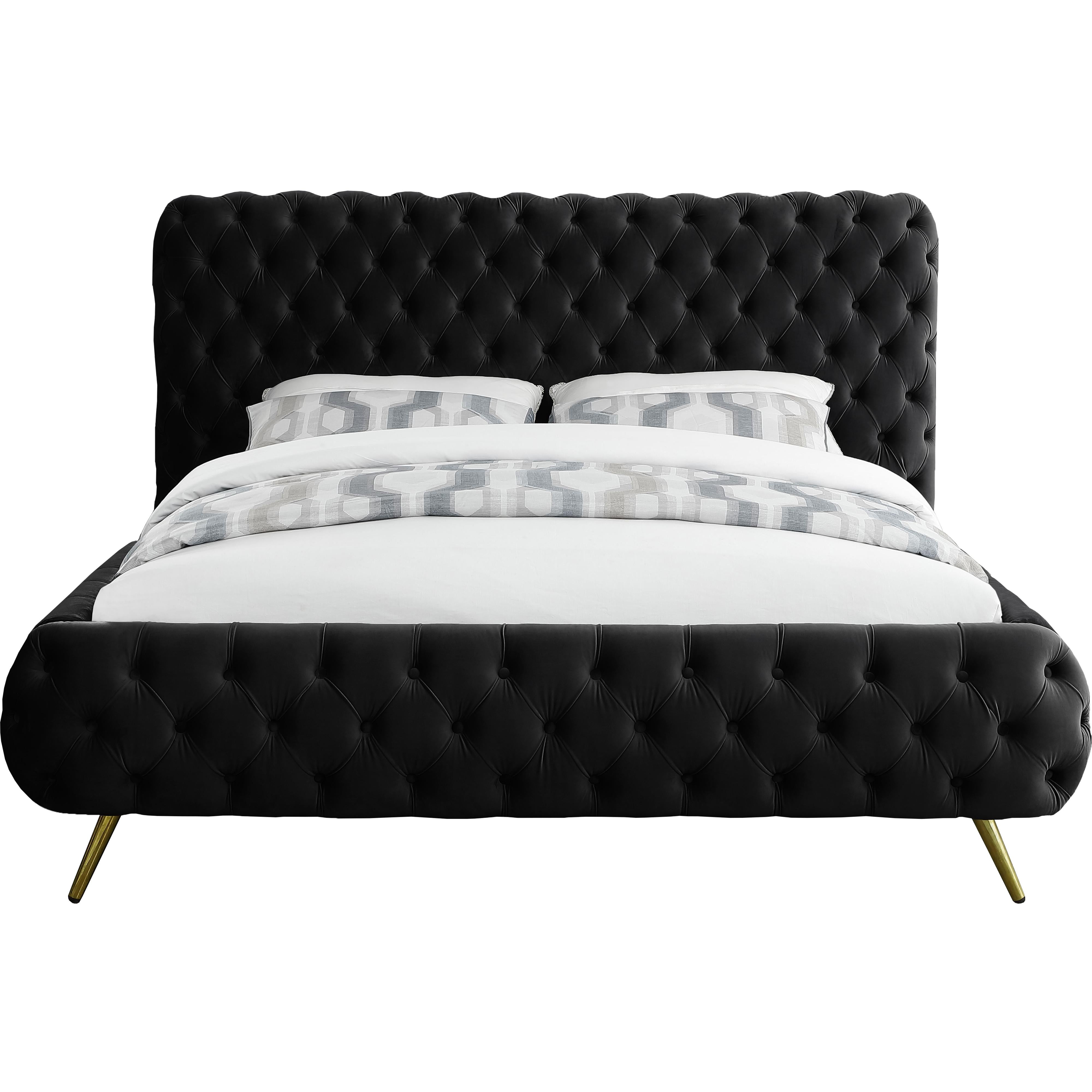 Meridian Delano Black Velvet Queen Bed