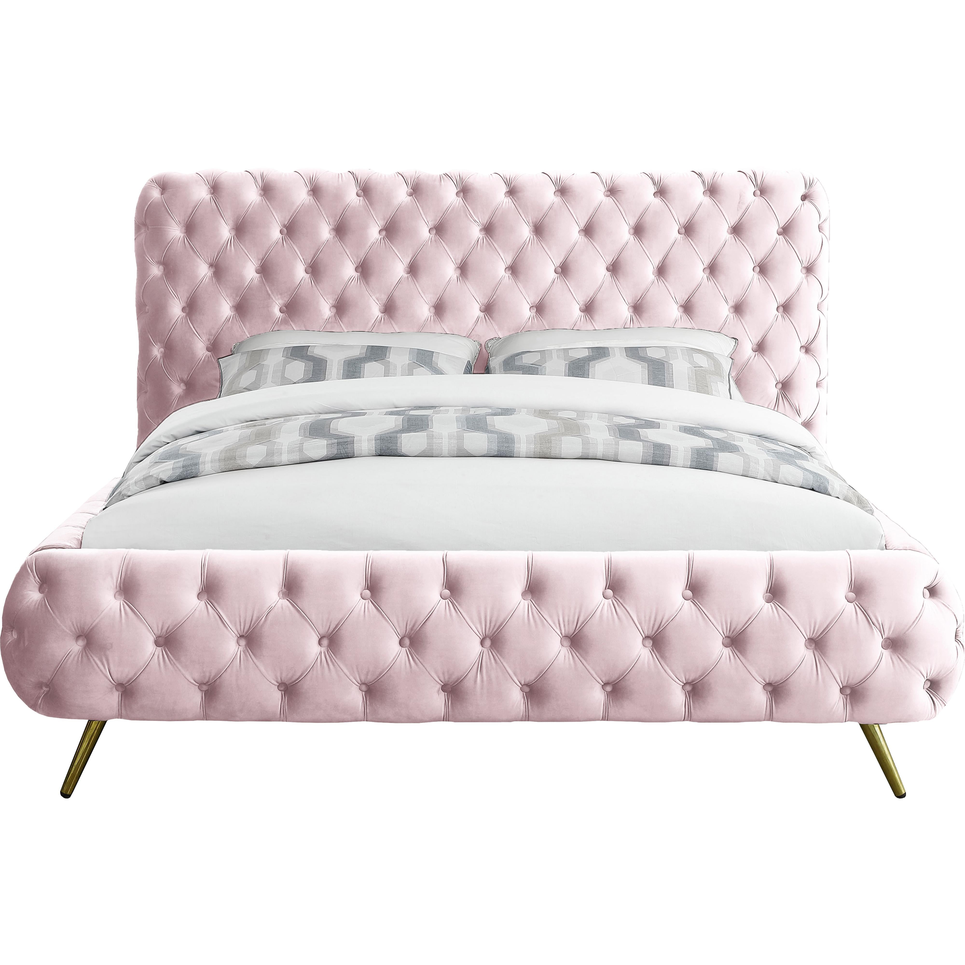 Meridian Delano Pink Velvet Queen Bed