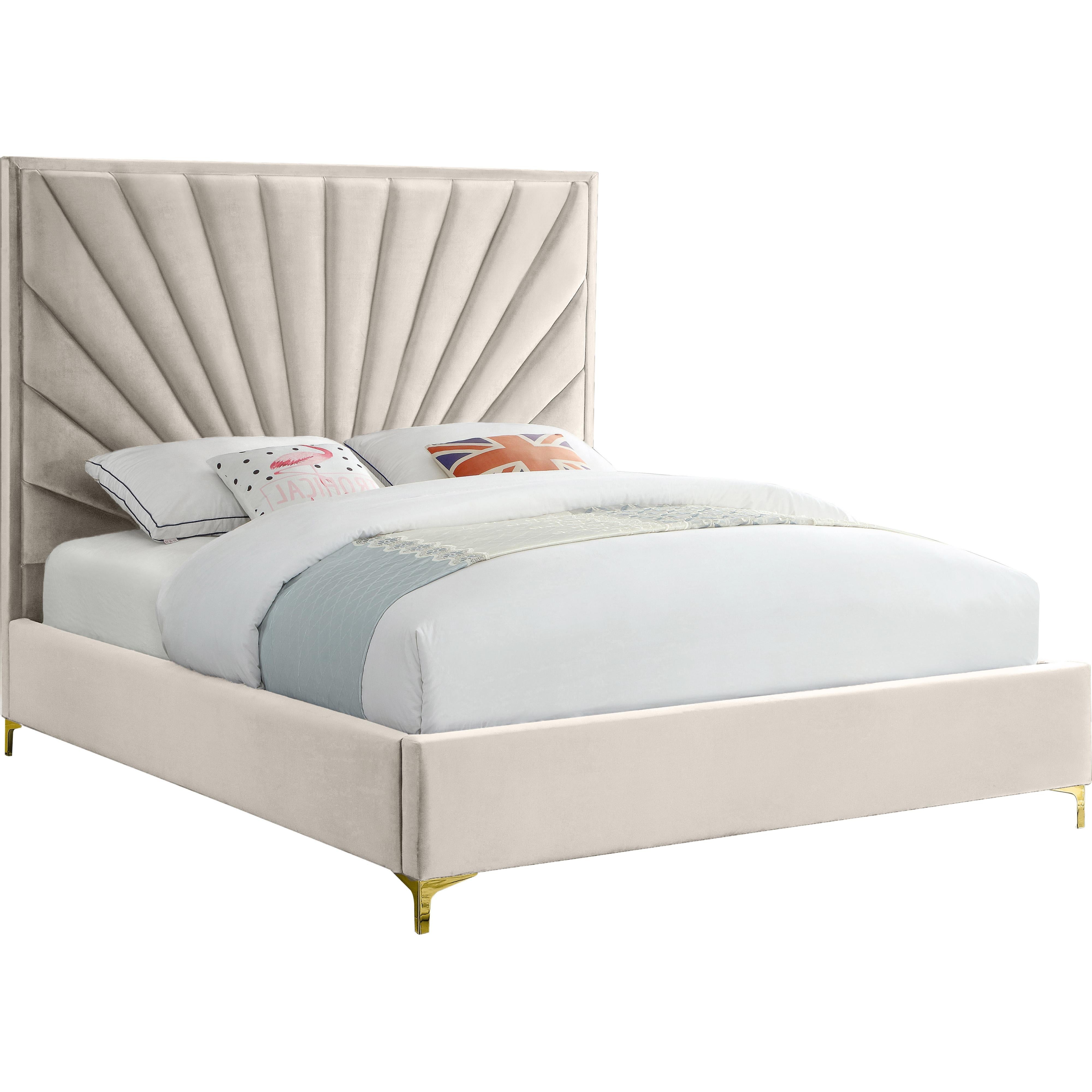 Meridian Eclipse Cream Velvet Queen Bed