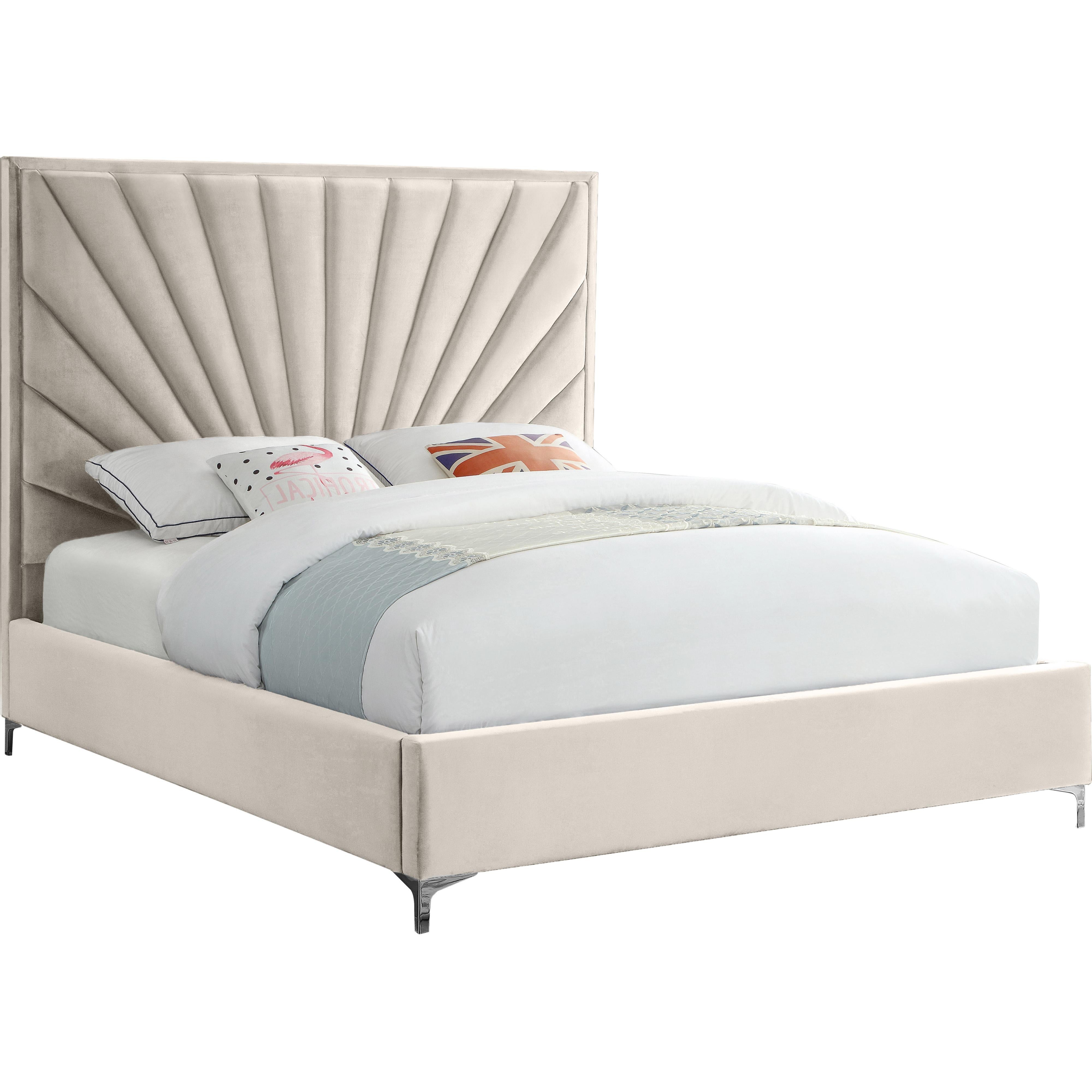 Meridian Eclipse Cream Velvet Queen Bed