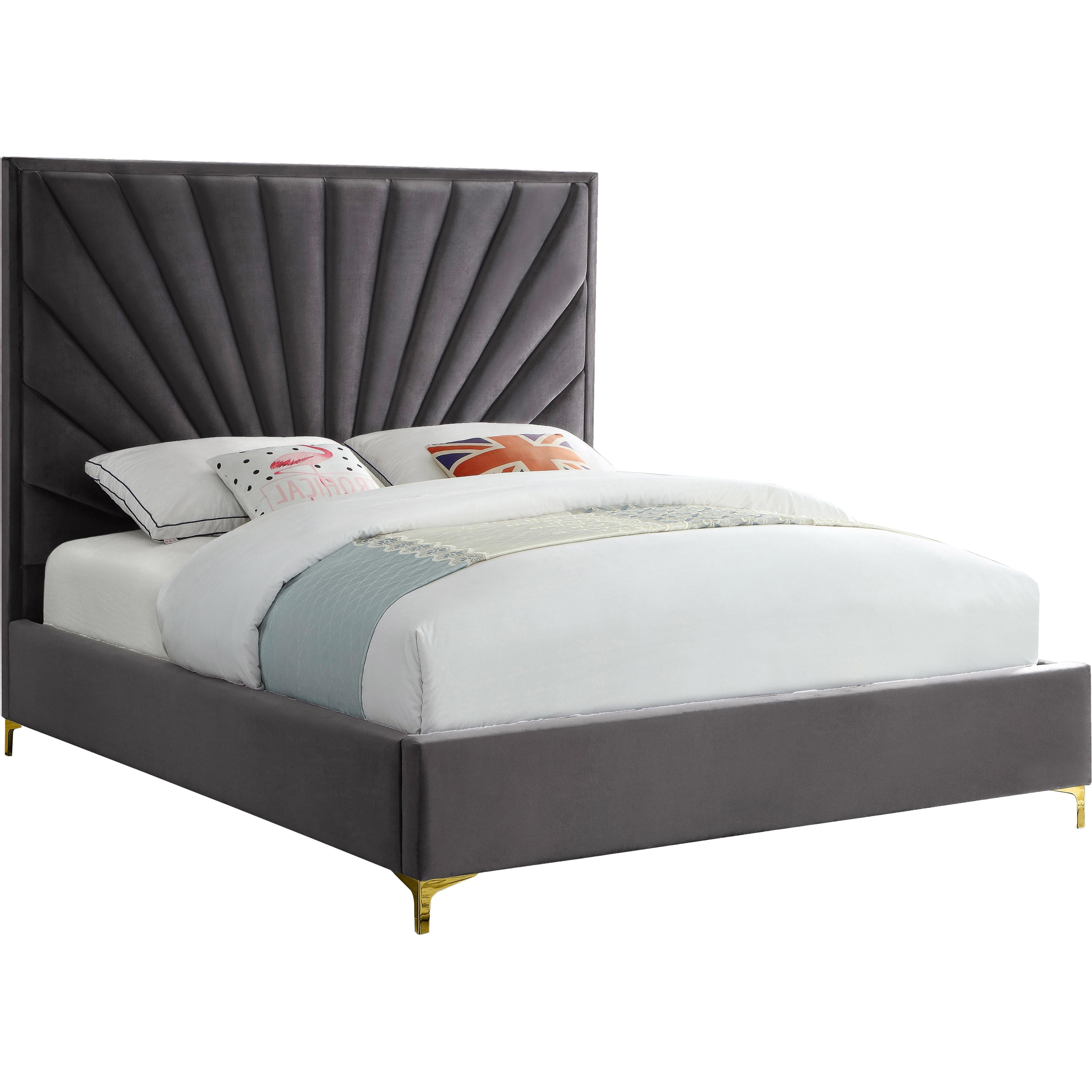 Meridian Eclipse Grey Velvet Full Bed
