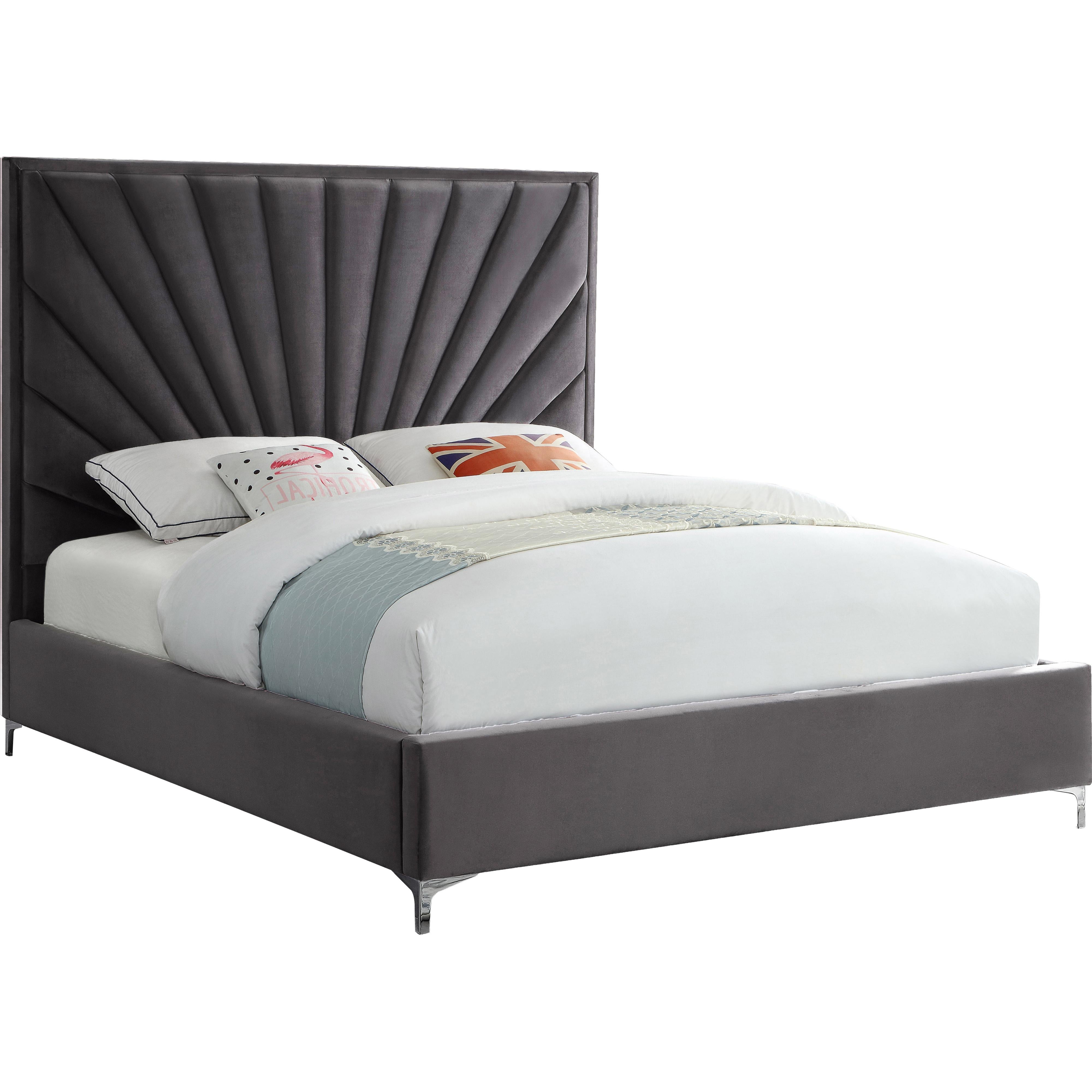 Meridian Eclipse Grey Velvet Full Bed
