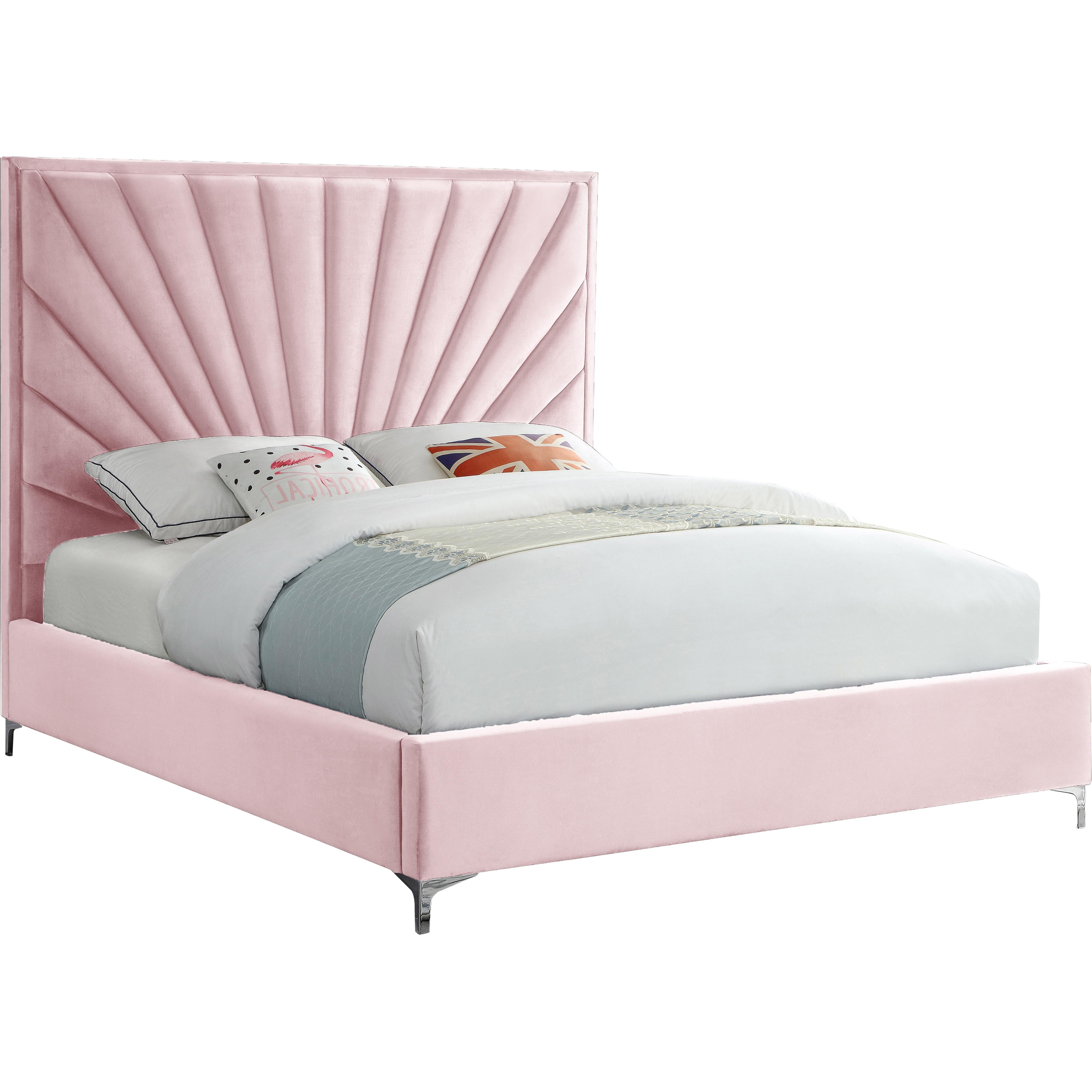 Meridian Eclipse Pink Velvet King Bed