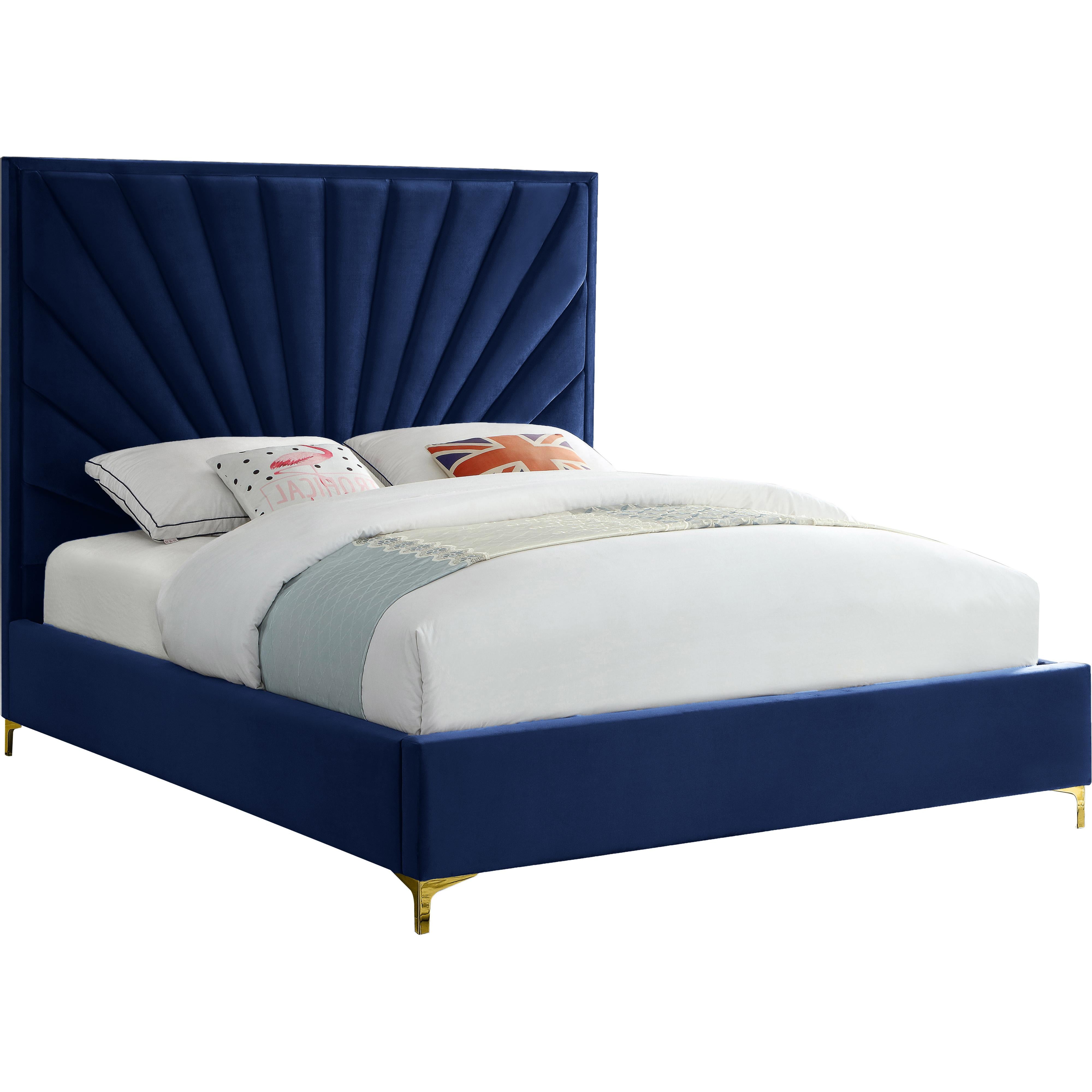 Meridian Eclipse Navy Velvet Queen Bed