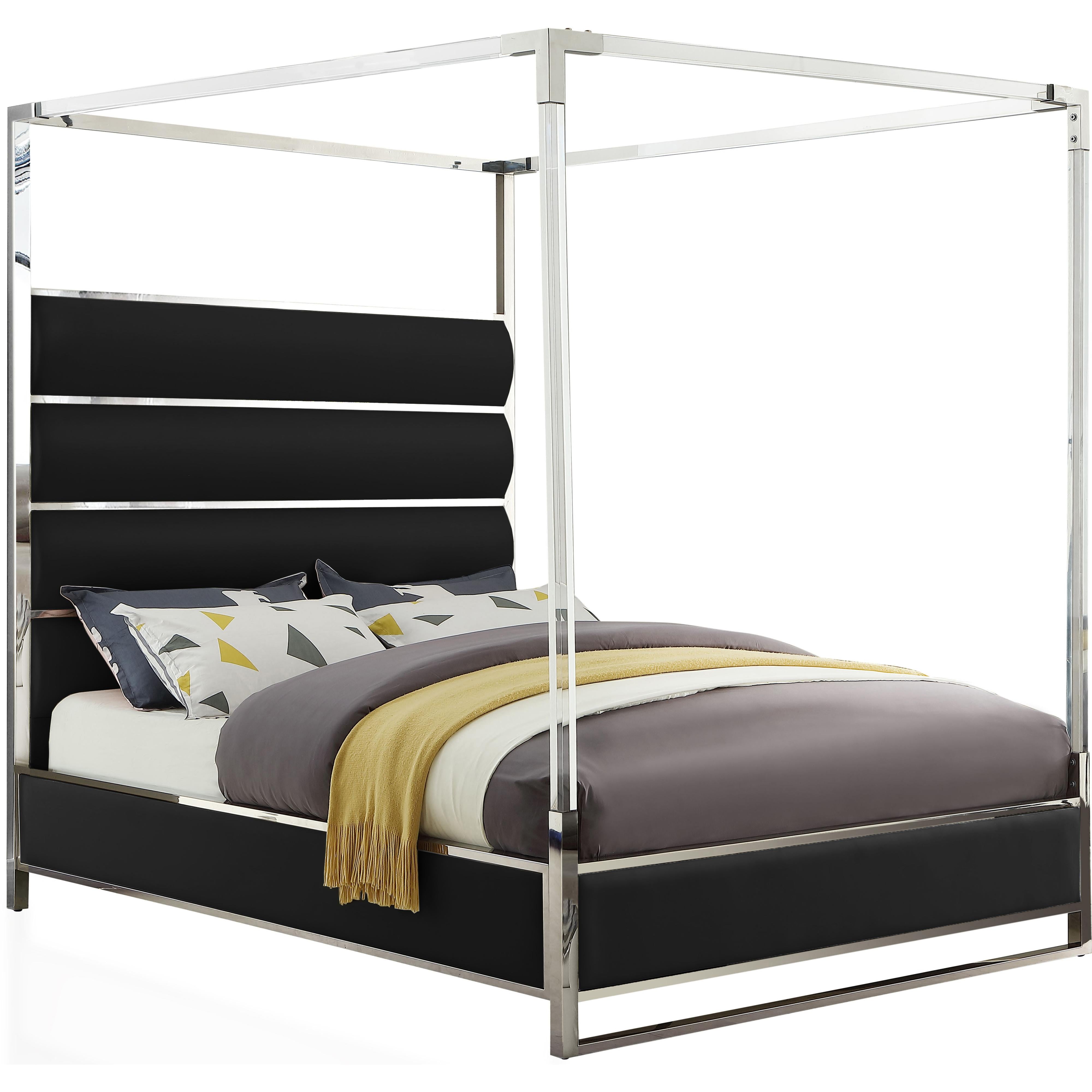 Meridian Encore Black Vegan Leather King Bed (4 Boxes)