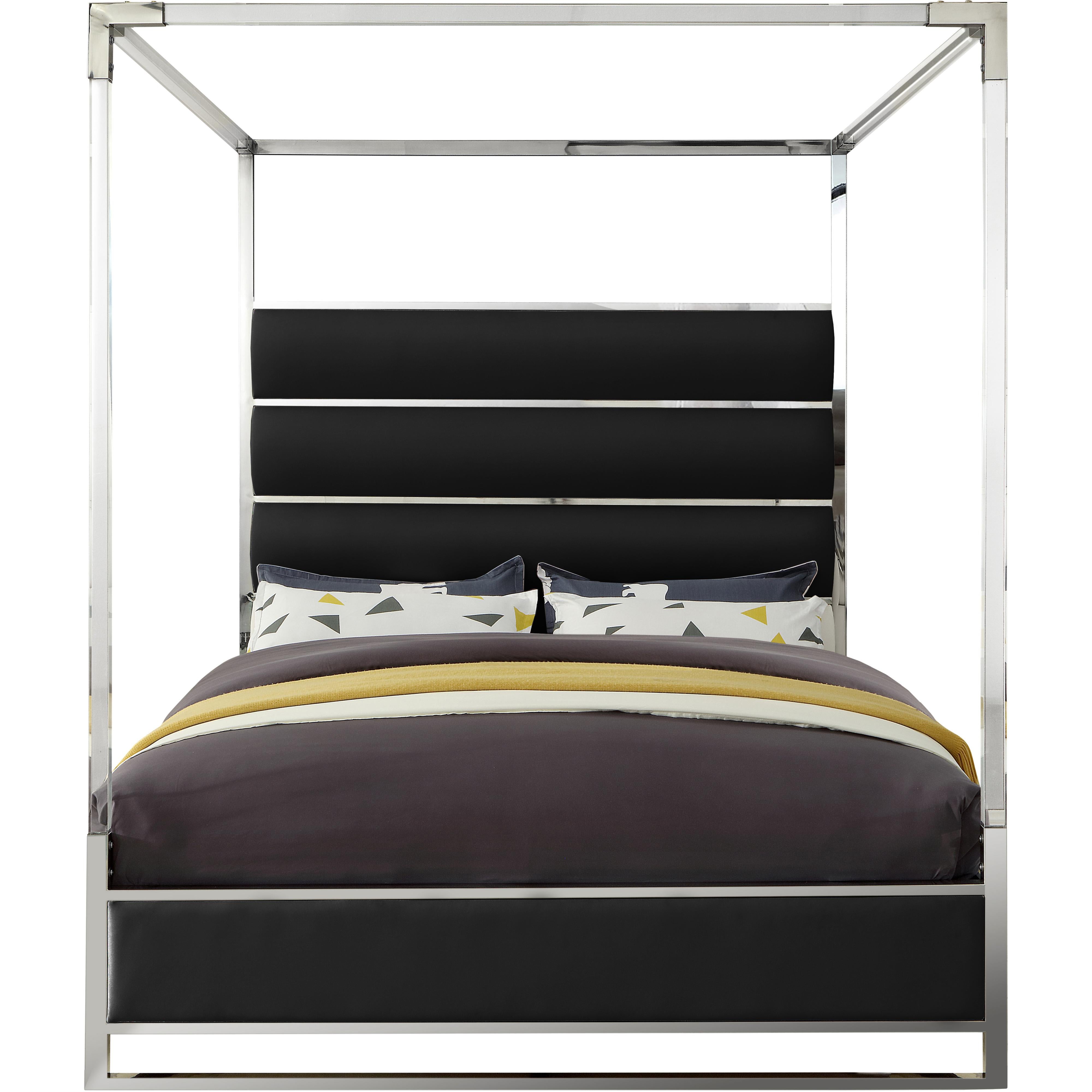 Meridian Encore Black Vegan Leather King Bed (4 Boxes)