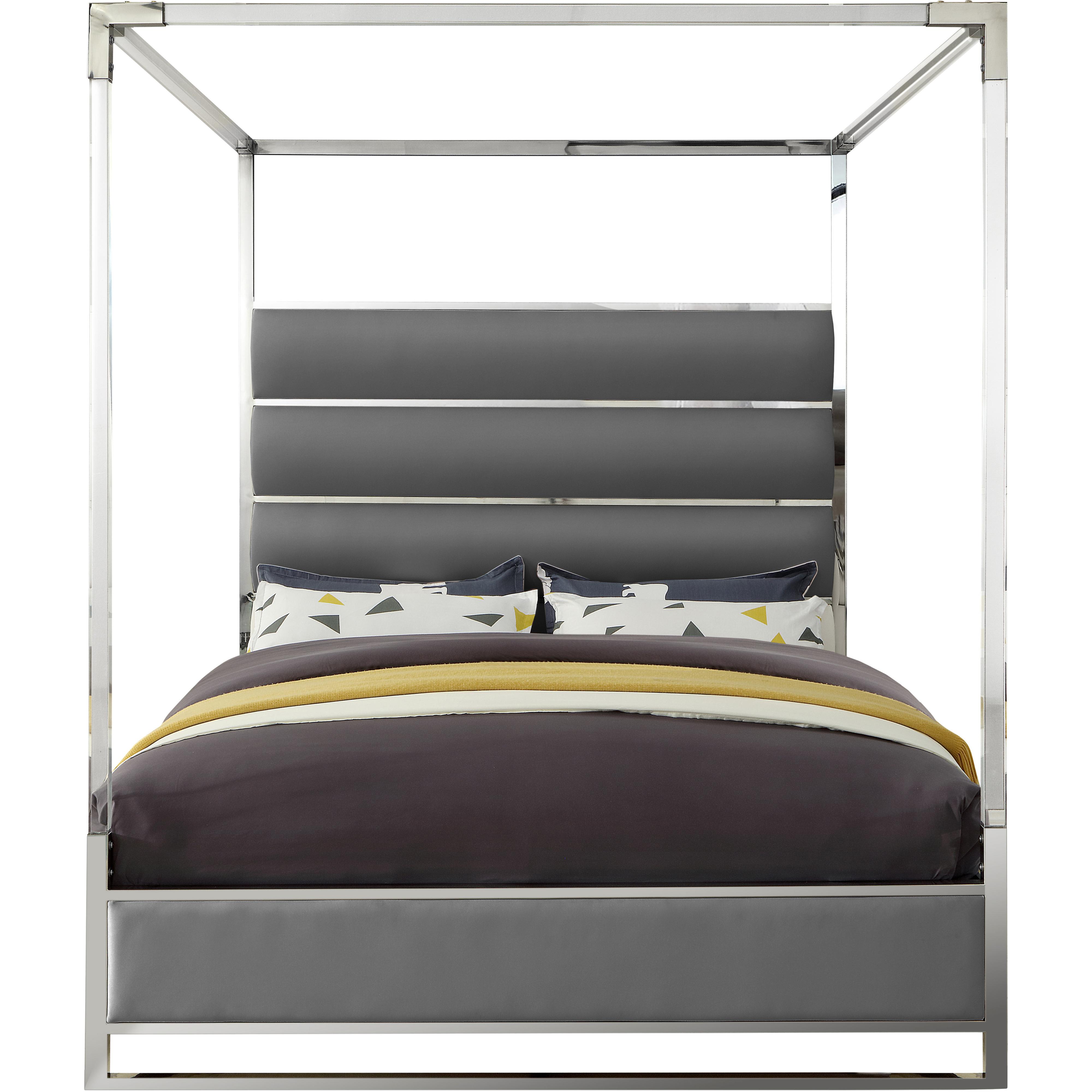 Meridian Encore Grey Vegan Leather King Bed (4 Boxes)