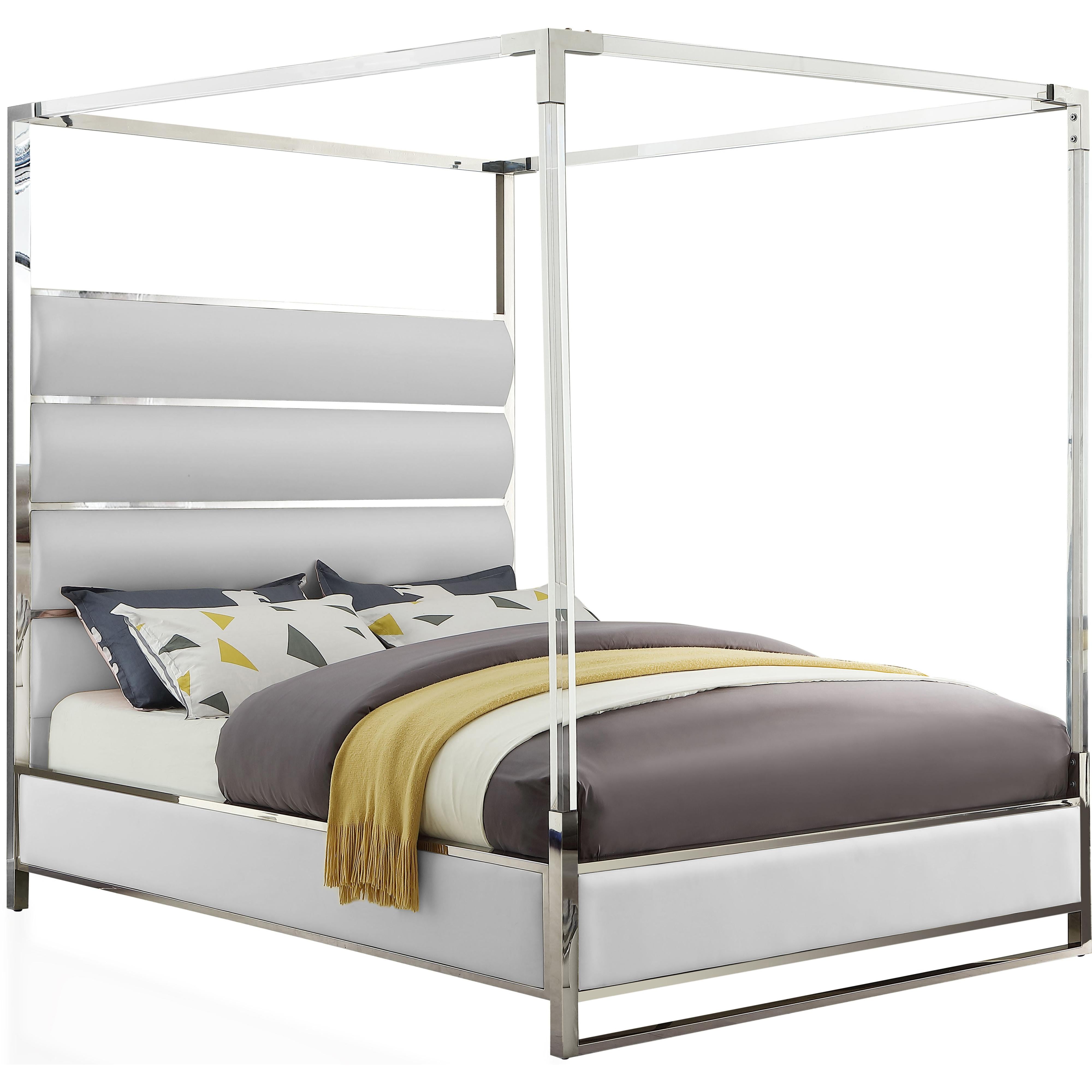 Meridian Encore White Vegan Leather King Bed (4 Boxes)