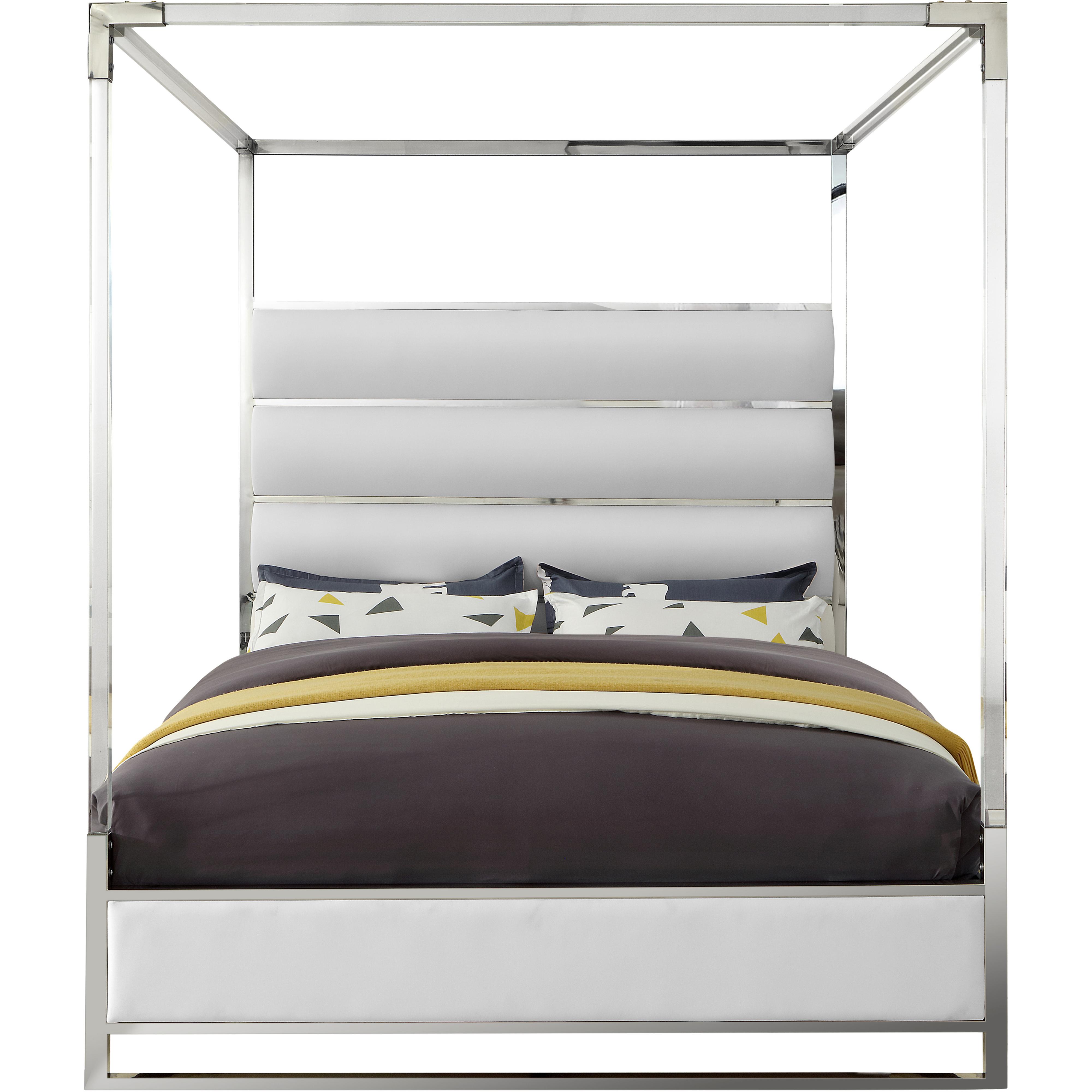 Meridian Encore White Vegan Leather King Bed (4 Boxes)