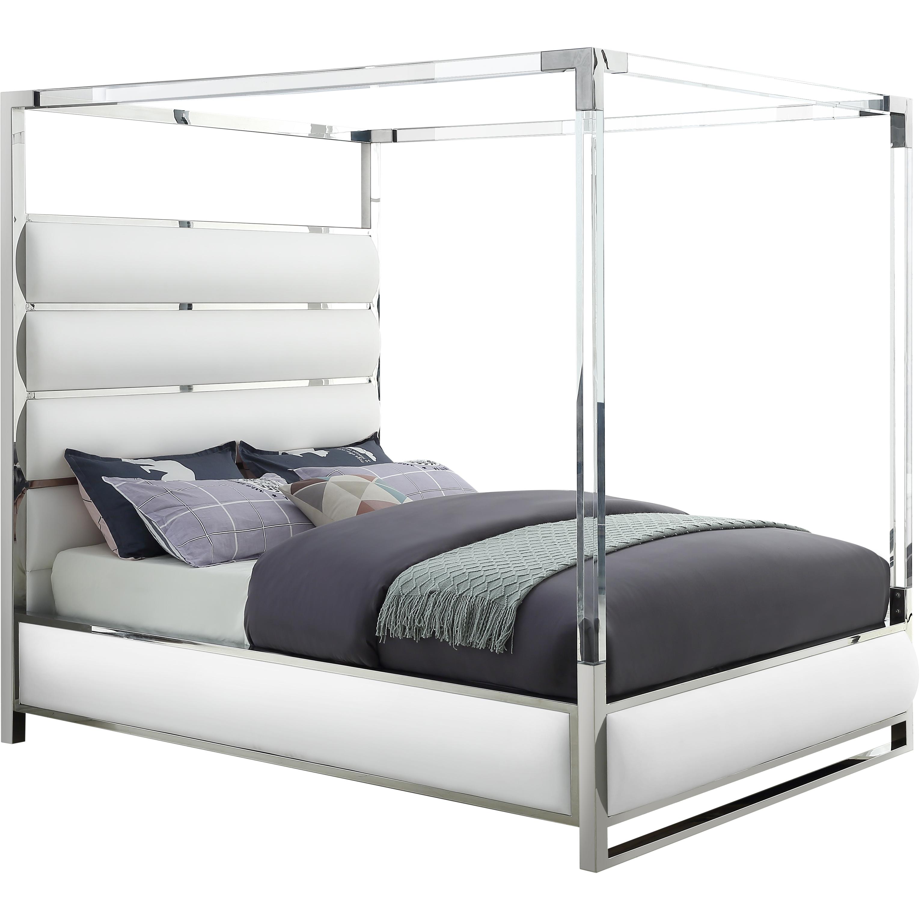 Meridian Encore White Vegan Leather Queen Bed (4 Boxes)