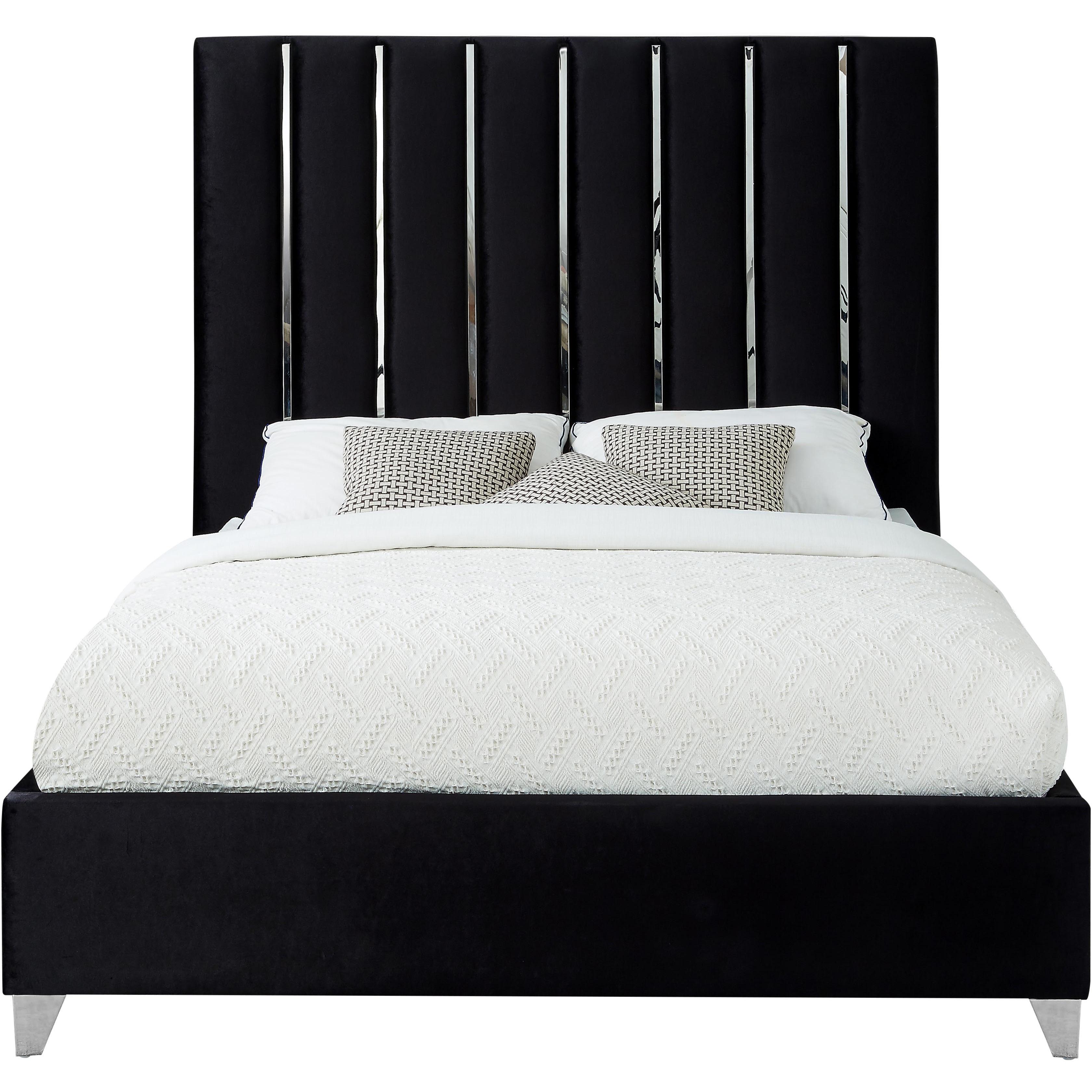 Meridian Enzo Black Velvet Full Bed