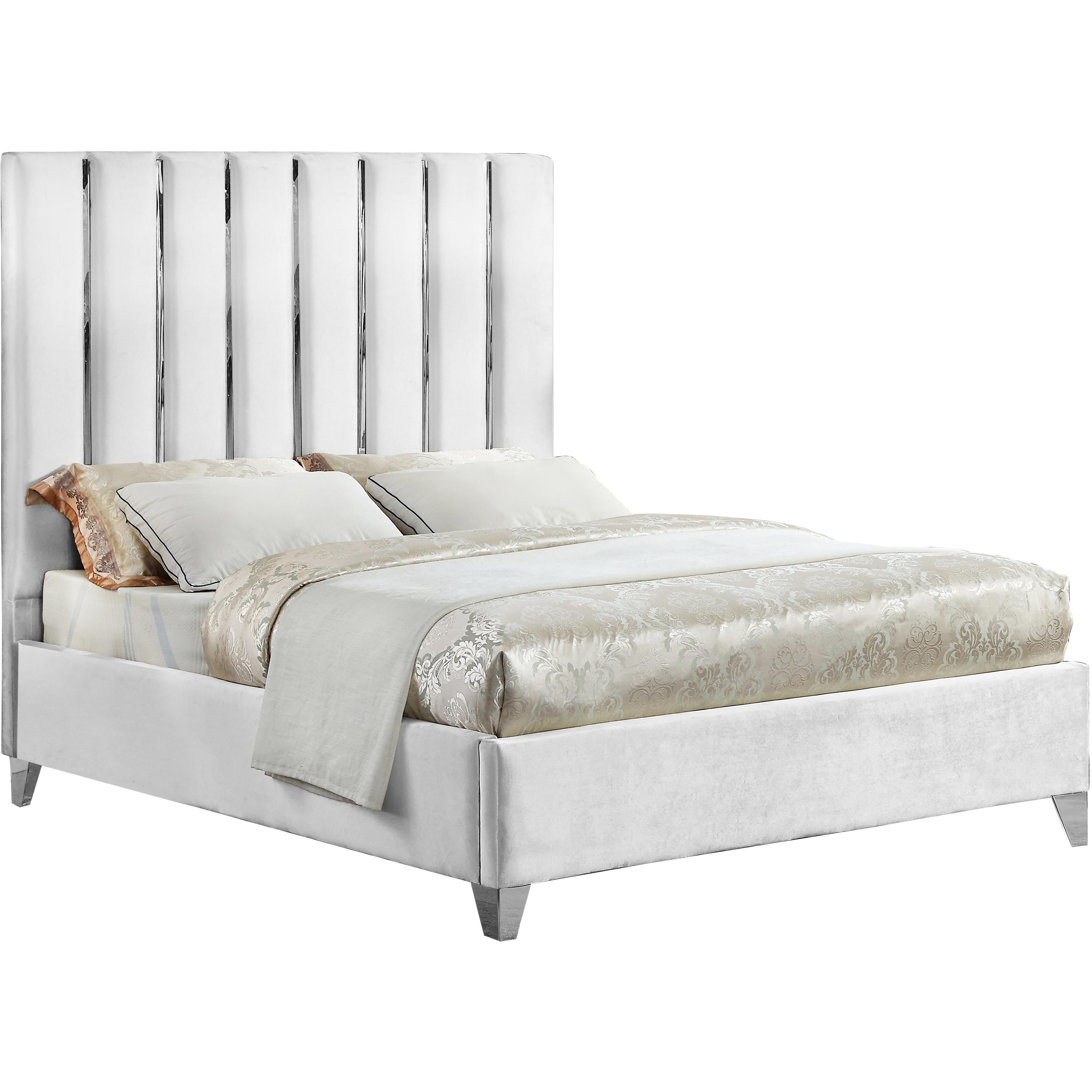 Meridian Enzo White Velvet Full Bed
