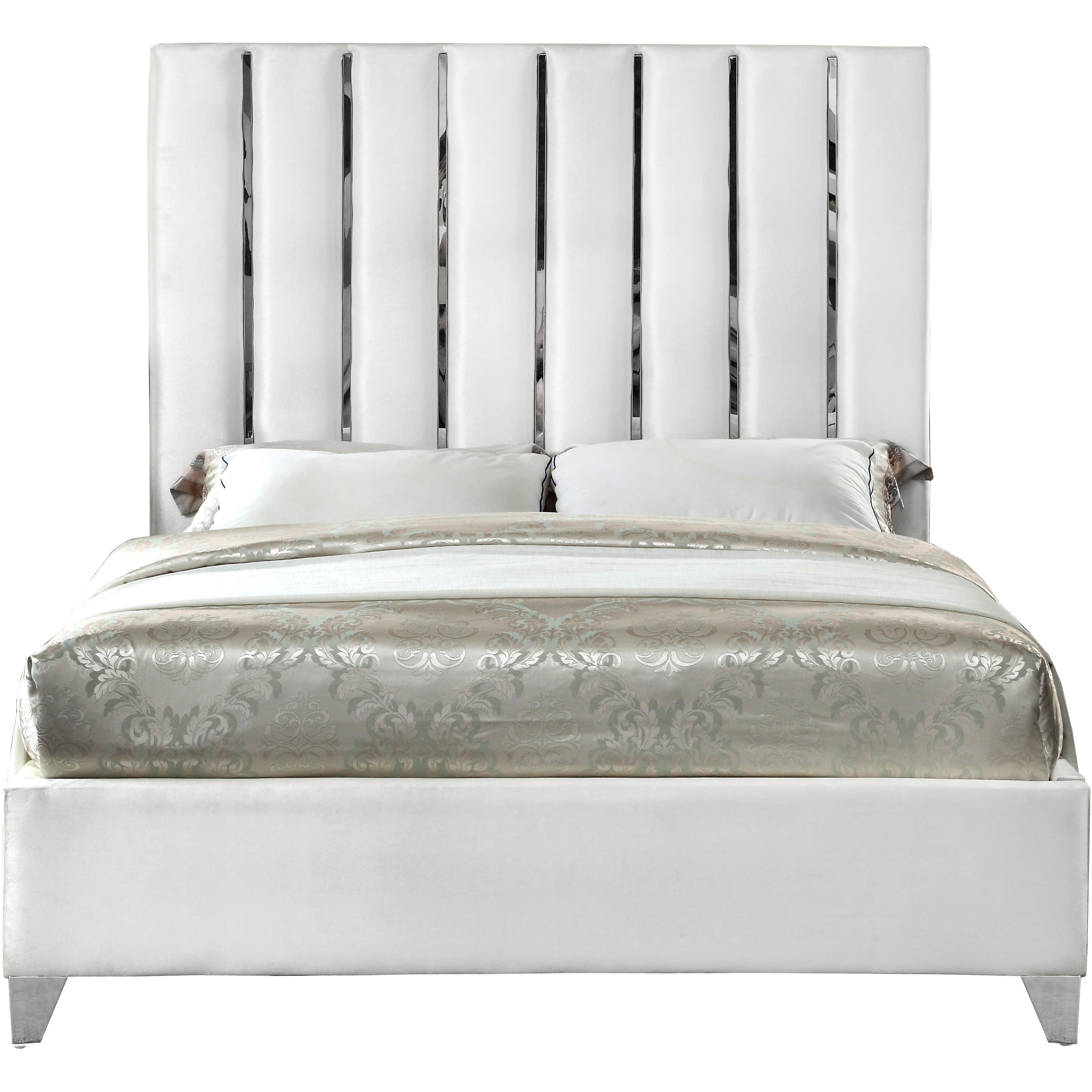 Meridian Enzo White Velvet Full Bed
