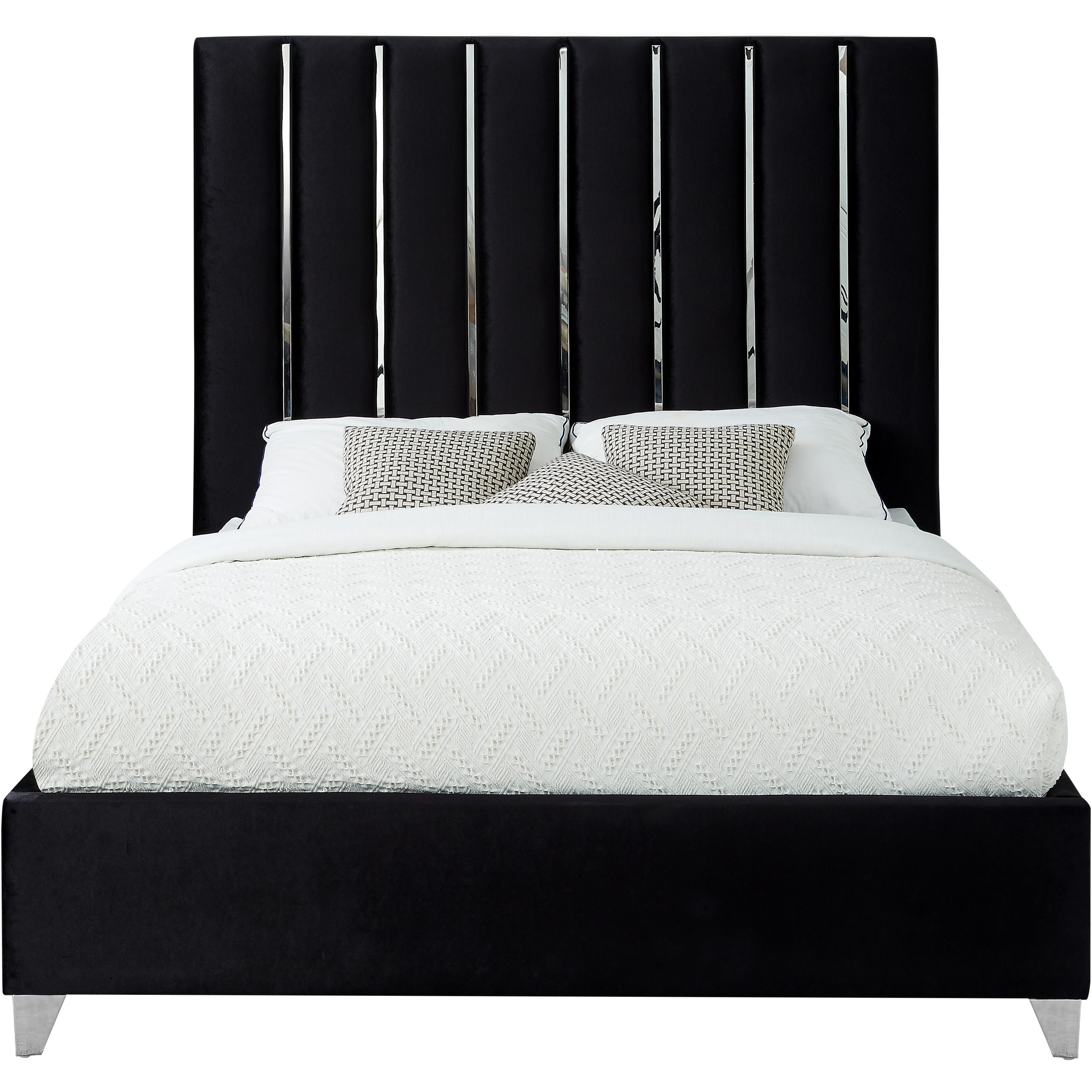 Meridian Enzo Black Velvet King Bed