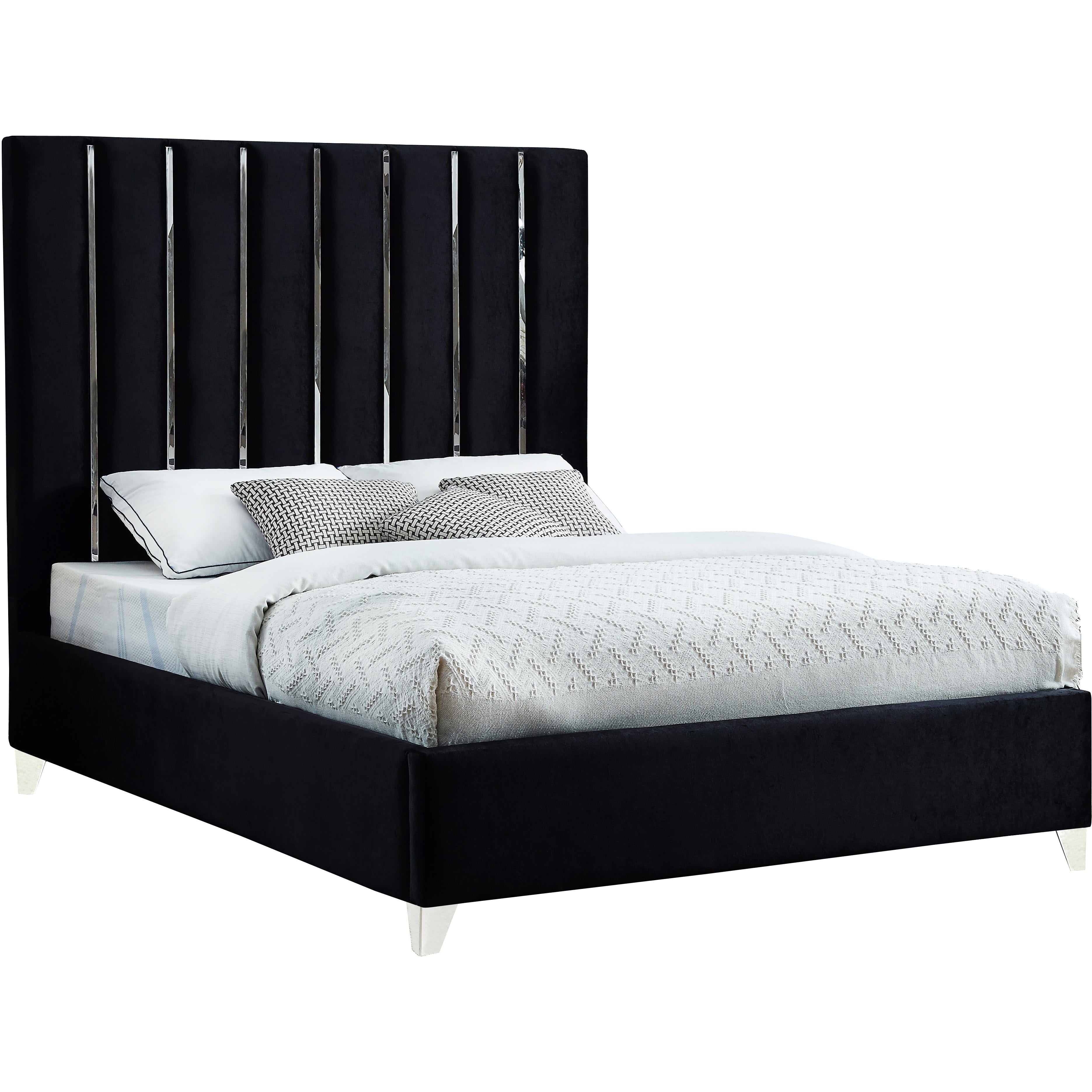 Meridian Enzo Black Velvet Queen Bed