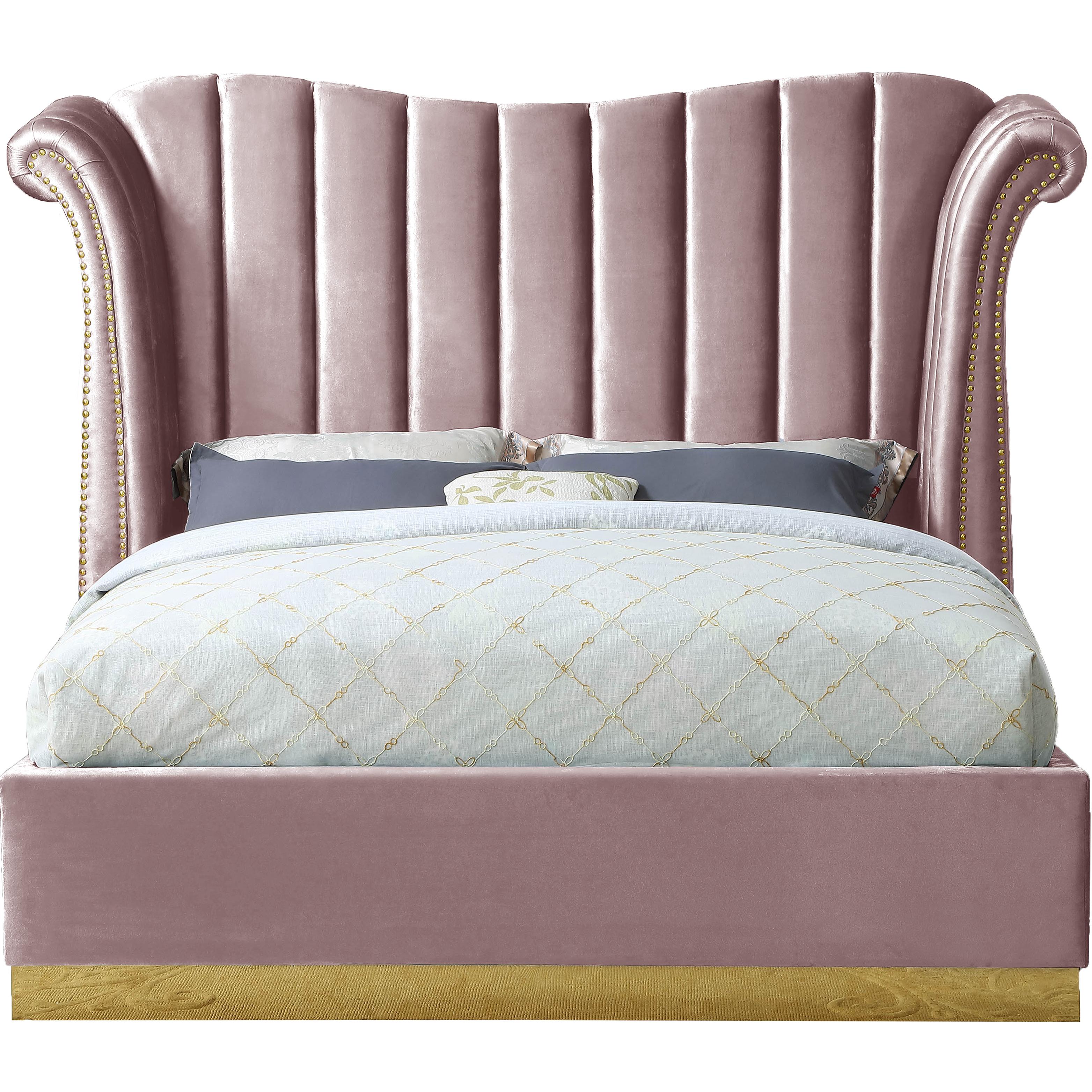 Meridian Flora Pink Velvet King Bed (3 Boxes)