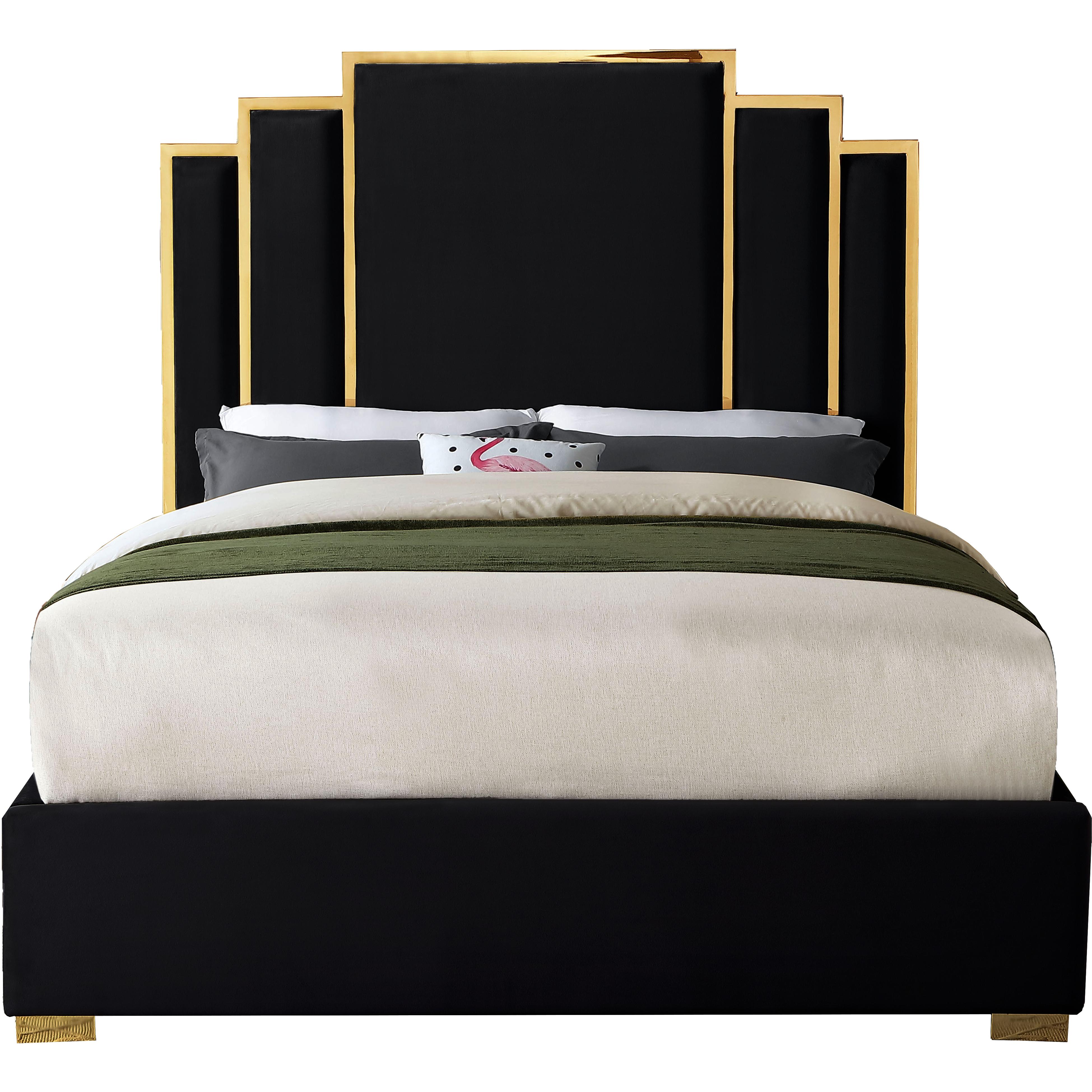 Meridian Hugo Black Velvet King Bed